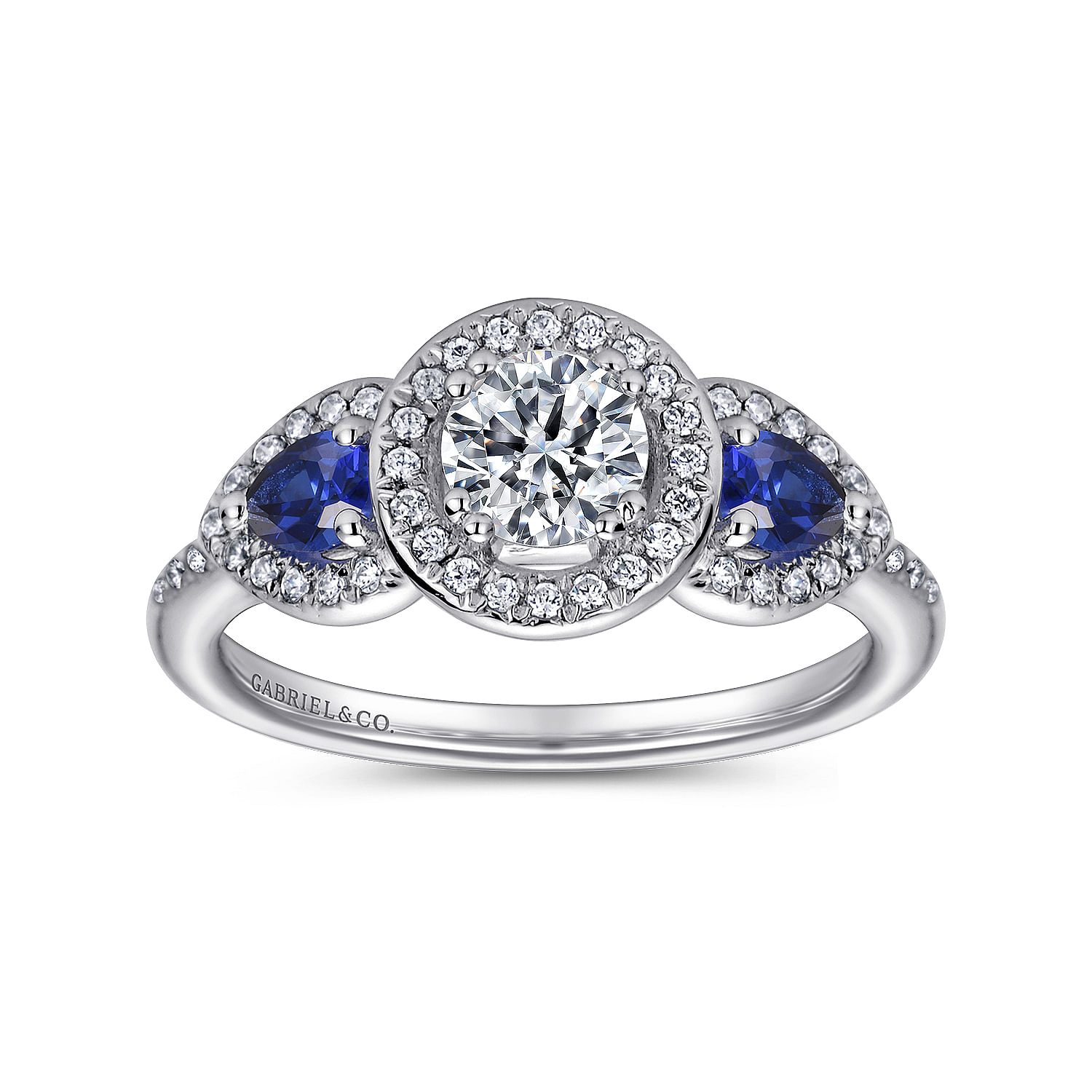14K White Gold Sapphire and Diamond Engagement Ring
