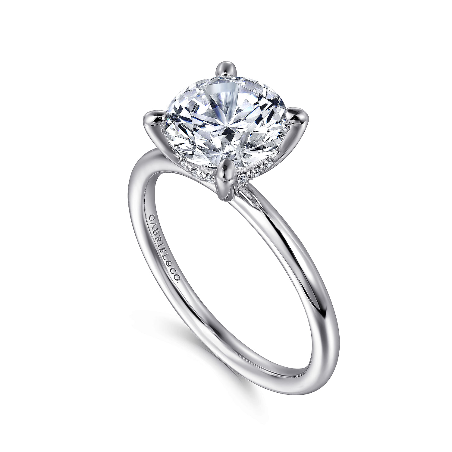 14K White Gold Solitaire Round Diamond Engagement Ring