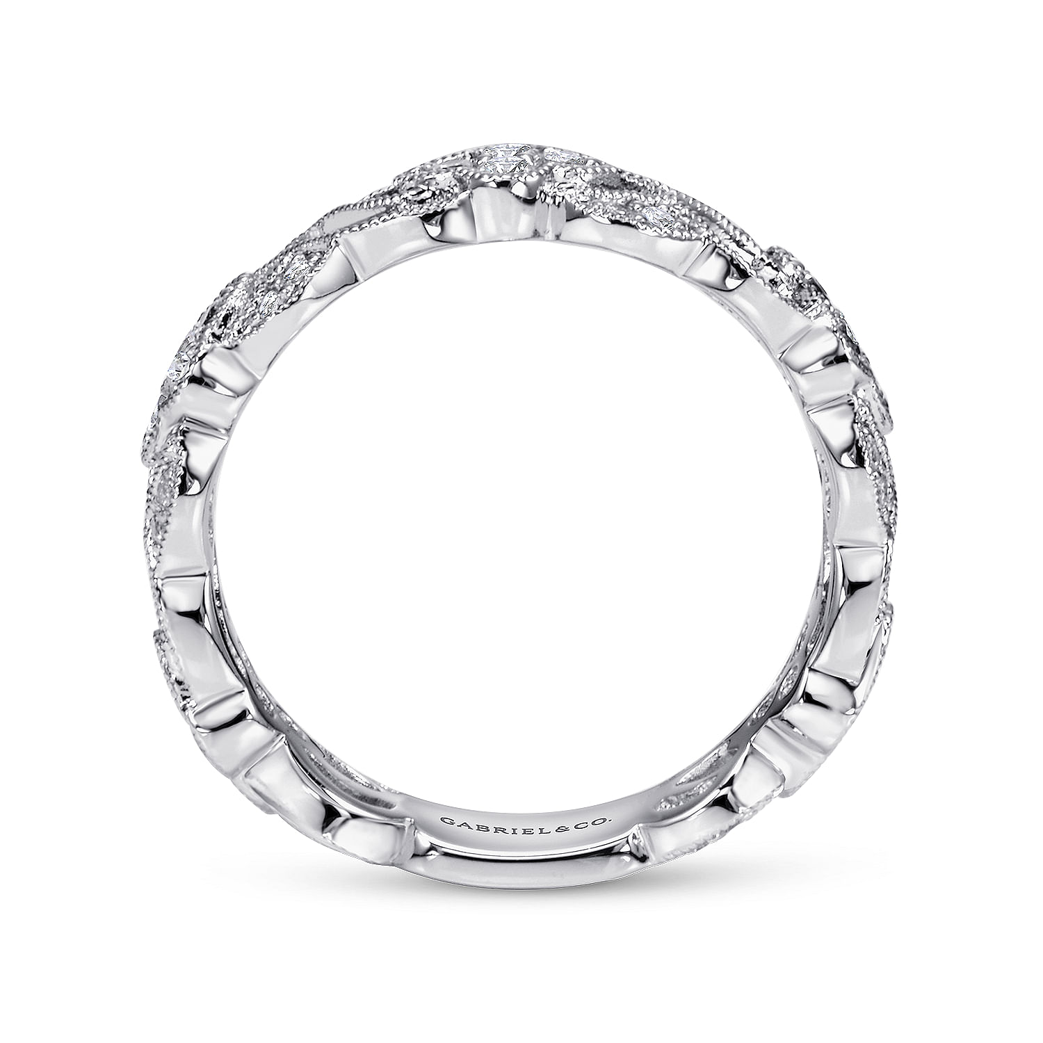 14K White Gold Twisted Diamond Cluster Band