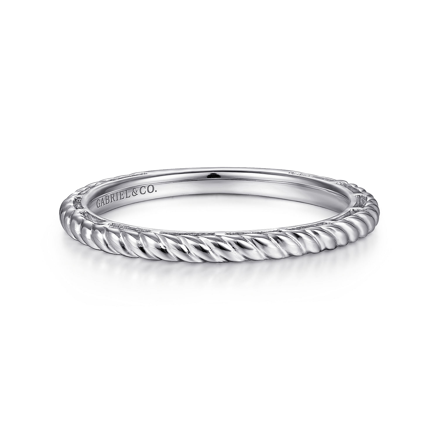 14K White Gold Twisted Rope Stackable Ring