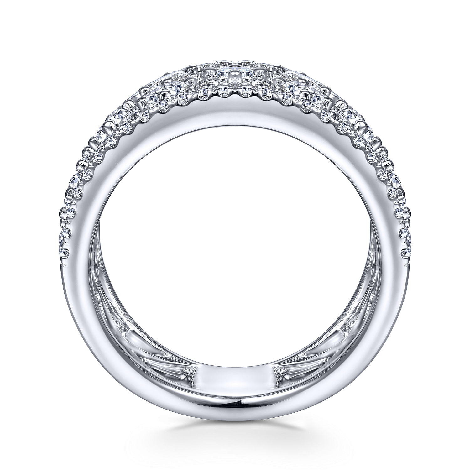 14K White Gold Wide Cutout Diamond Ring
