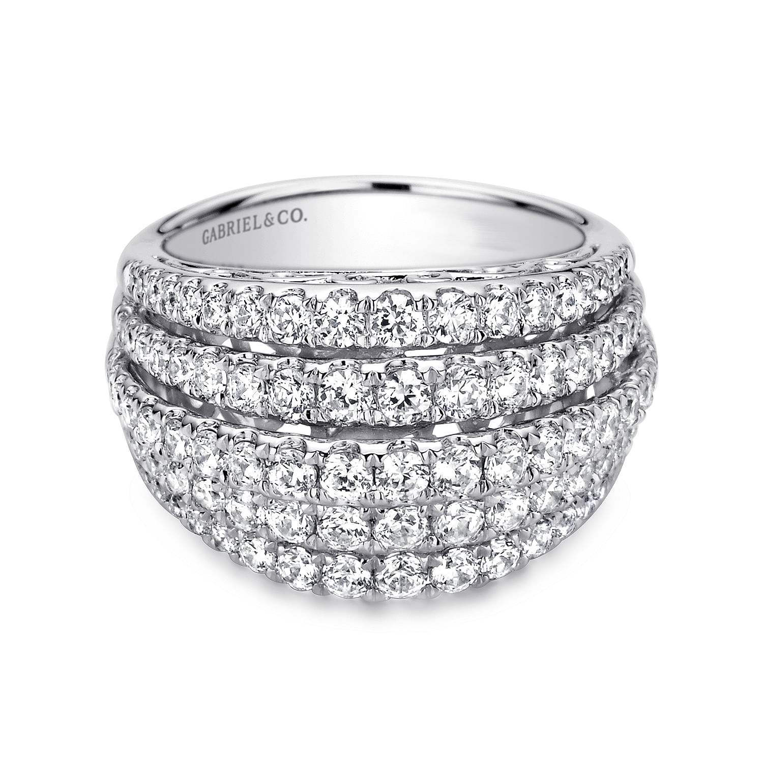 14K White Gold Wide Diamond Pavé Ring
