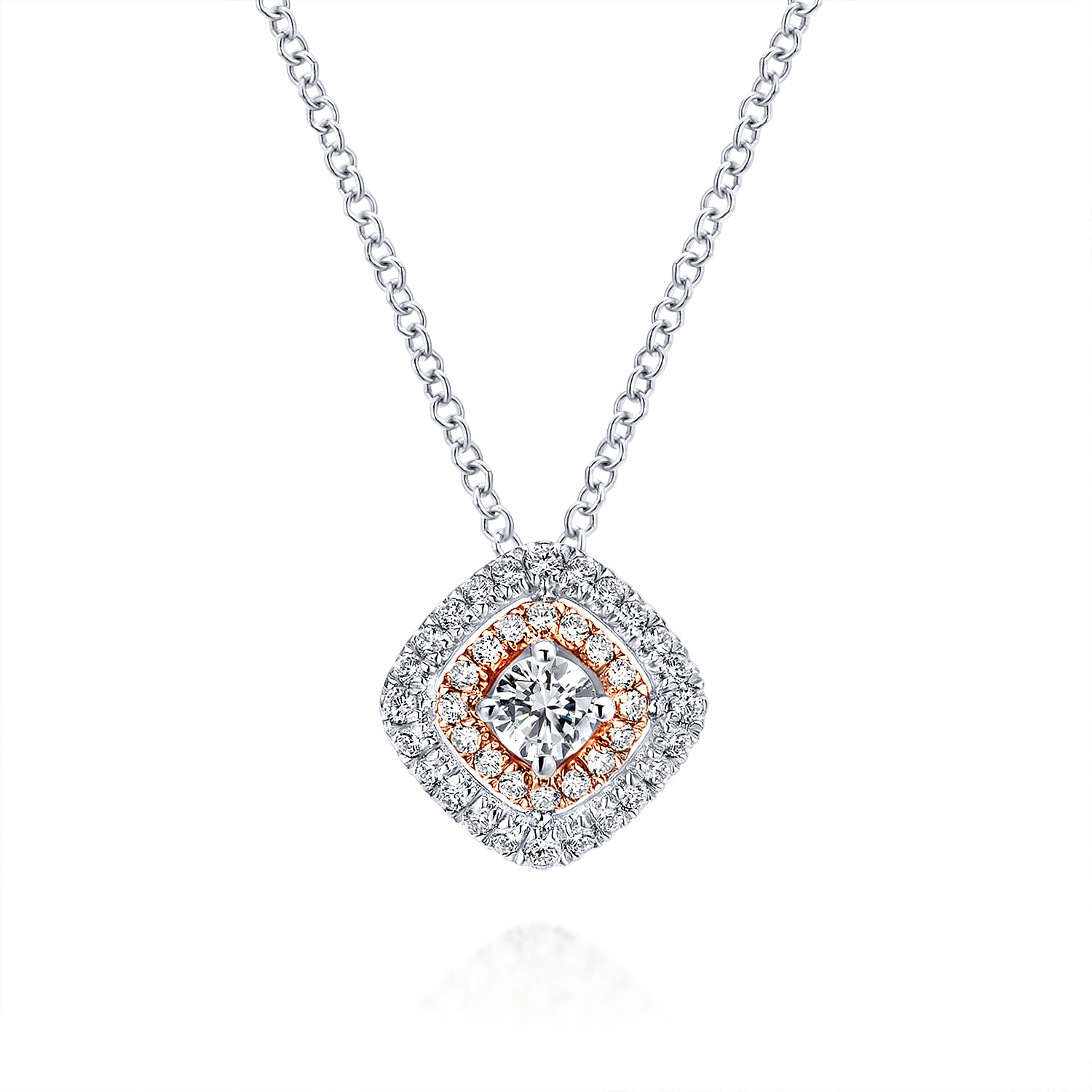 14K White-Rose Gold Diamond Necklace