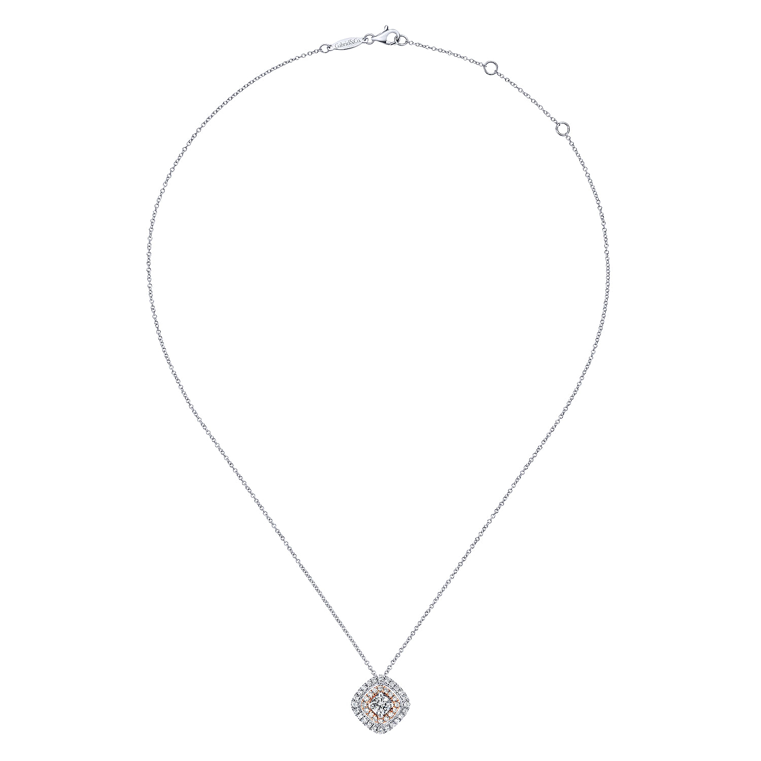 14K White-Rose Gold Diamond Necklace