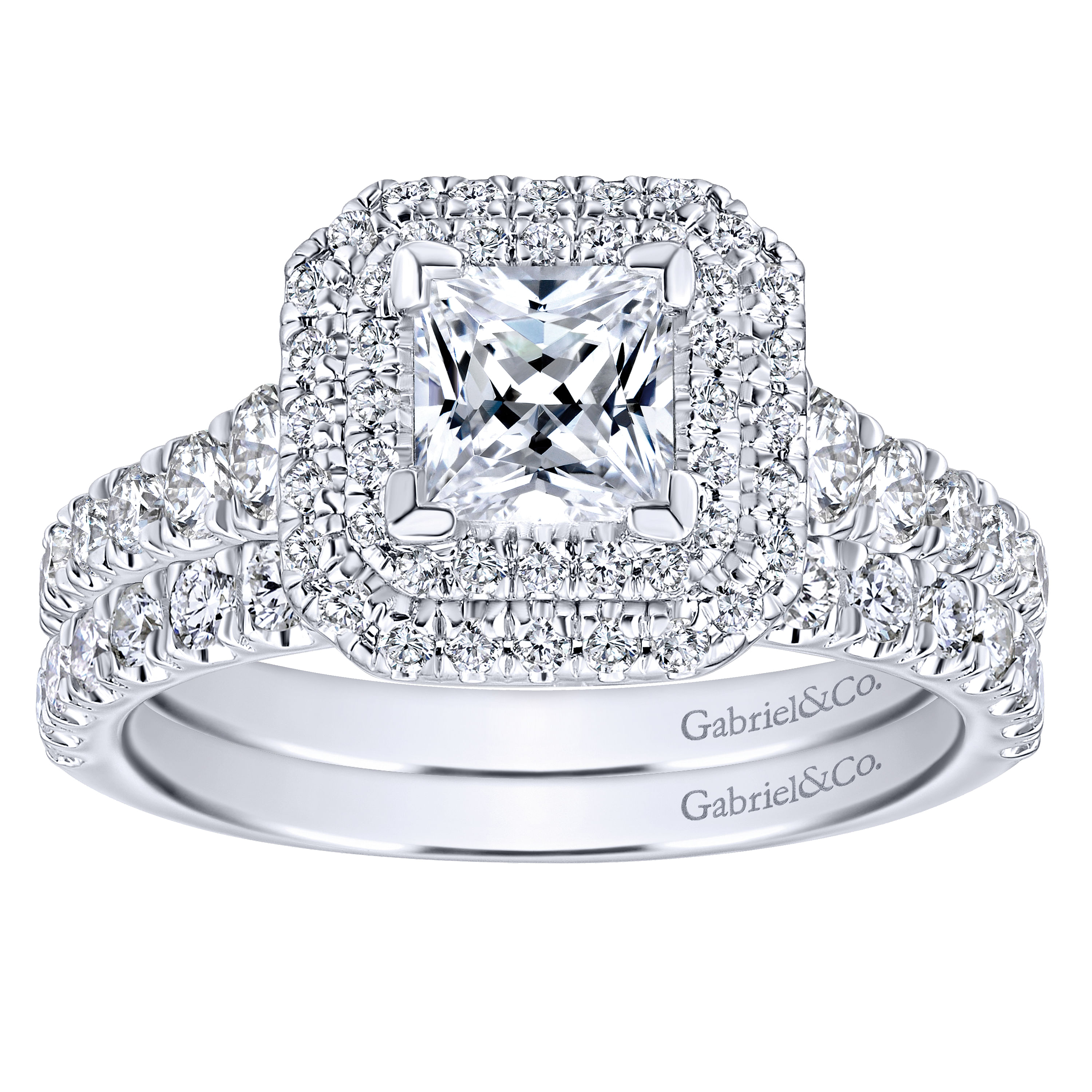 14K White-Rose Gold Princess Cut Diamond Engagement Ring