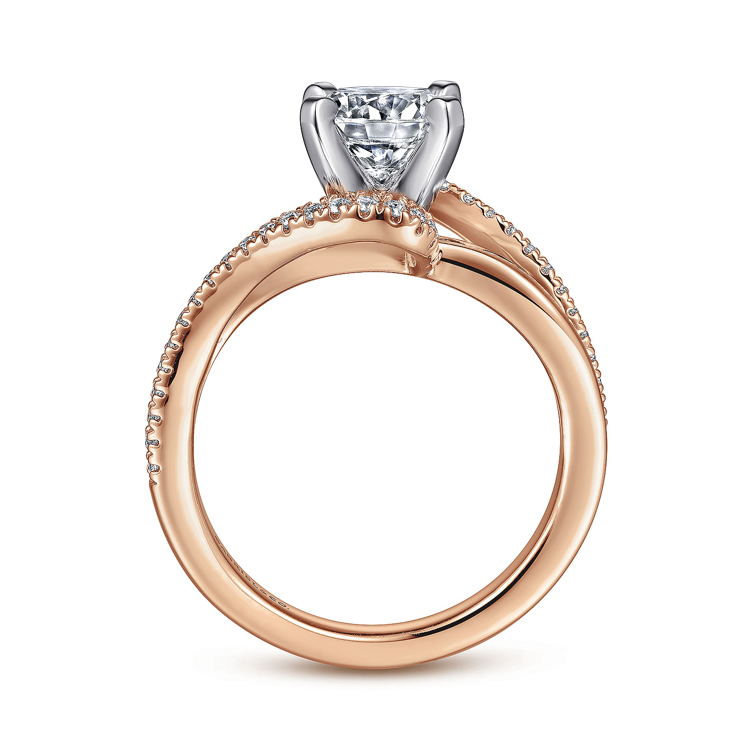 14K White-Rose Gold Round Diamond Bypass Engagement Ring