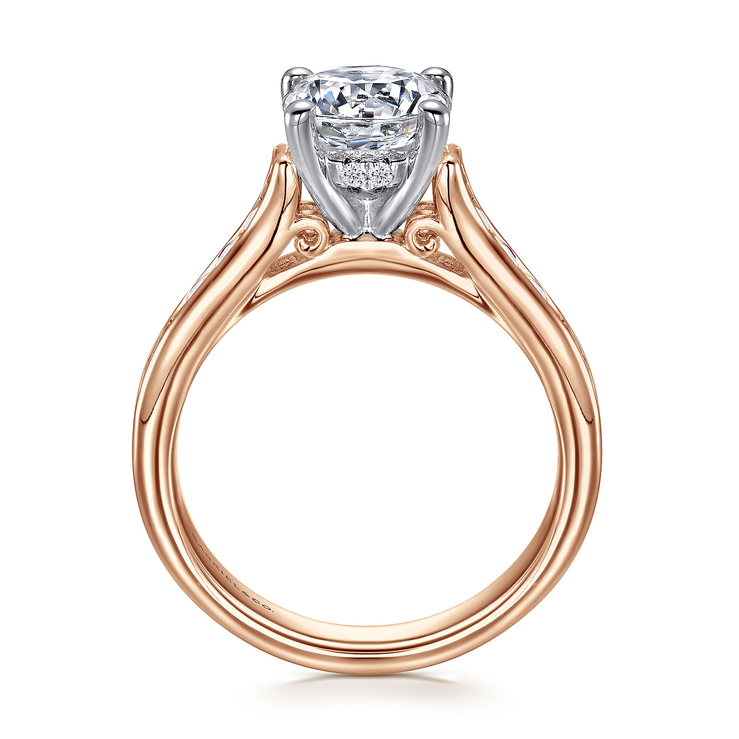14K White-Rose Gold Round Diamond Engagement Ring