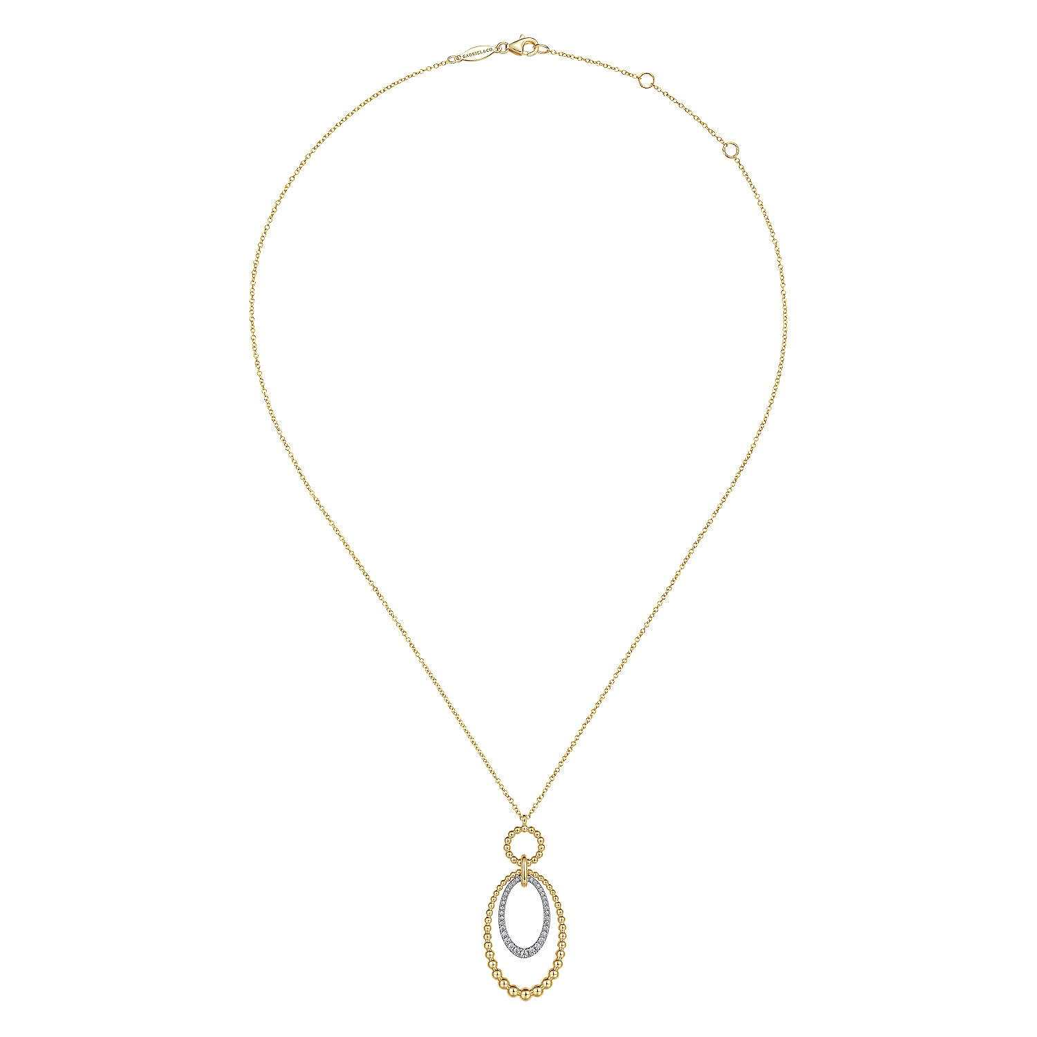 14K White-Yellow Gold Bujukan and Diamond Circle Pendant Necklace