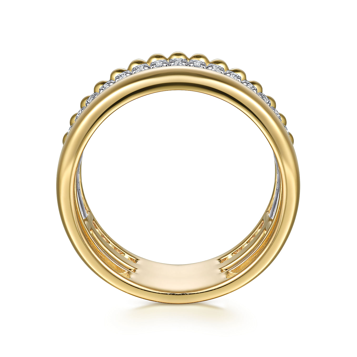 14K White-Yellow Gold Diamond Bujukan Easy Stackable Ring