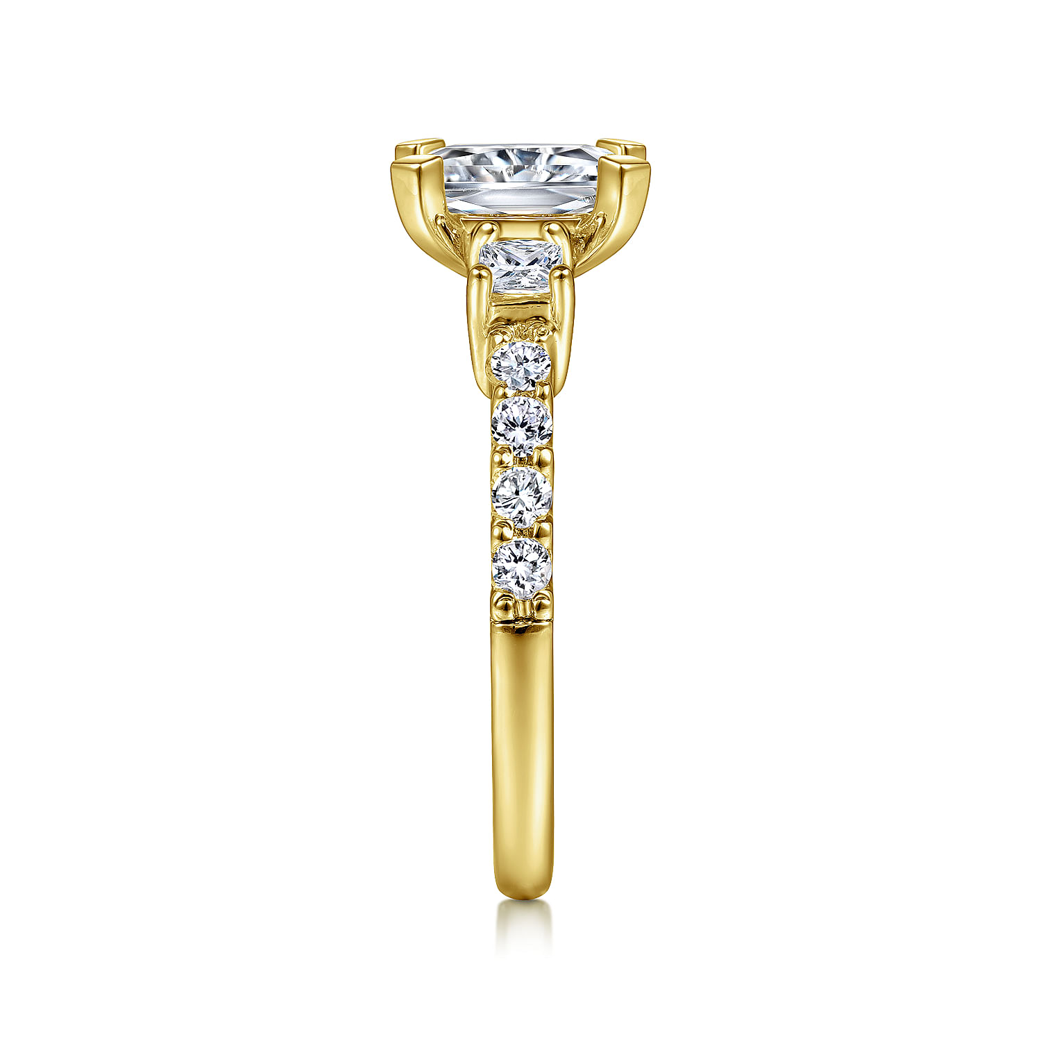 14K White-Yellow Gold Emerald Cut Three Stone Diamond Engagement Ring