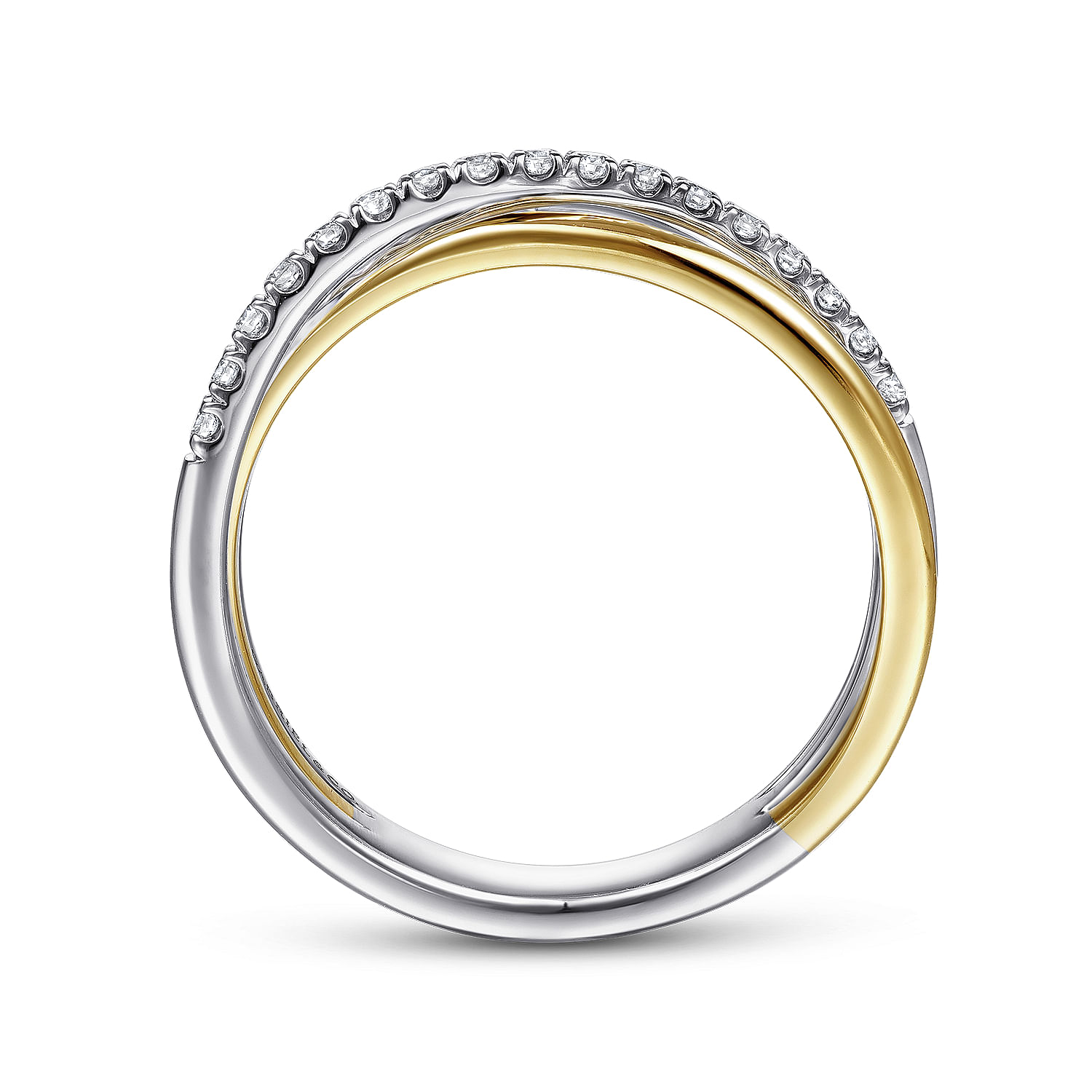 14K White-Yellow Gold Layered Three Strand Diamond Ring