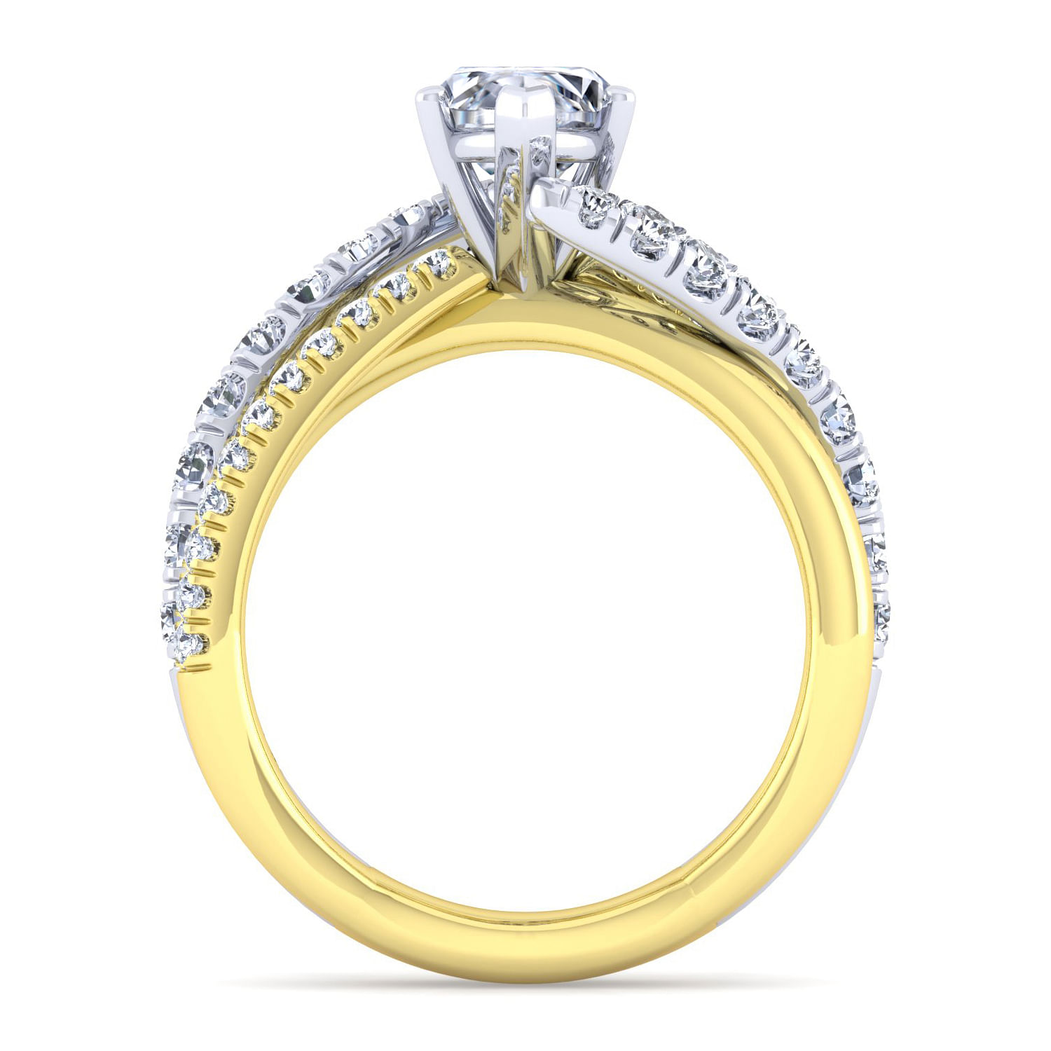 14K White-Yellow Gold Marquise Shape Diamond Engagement Ring