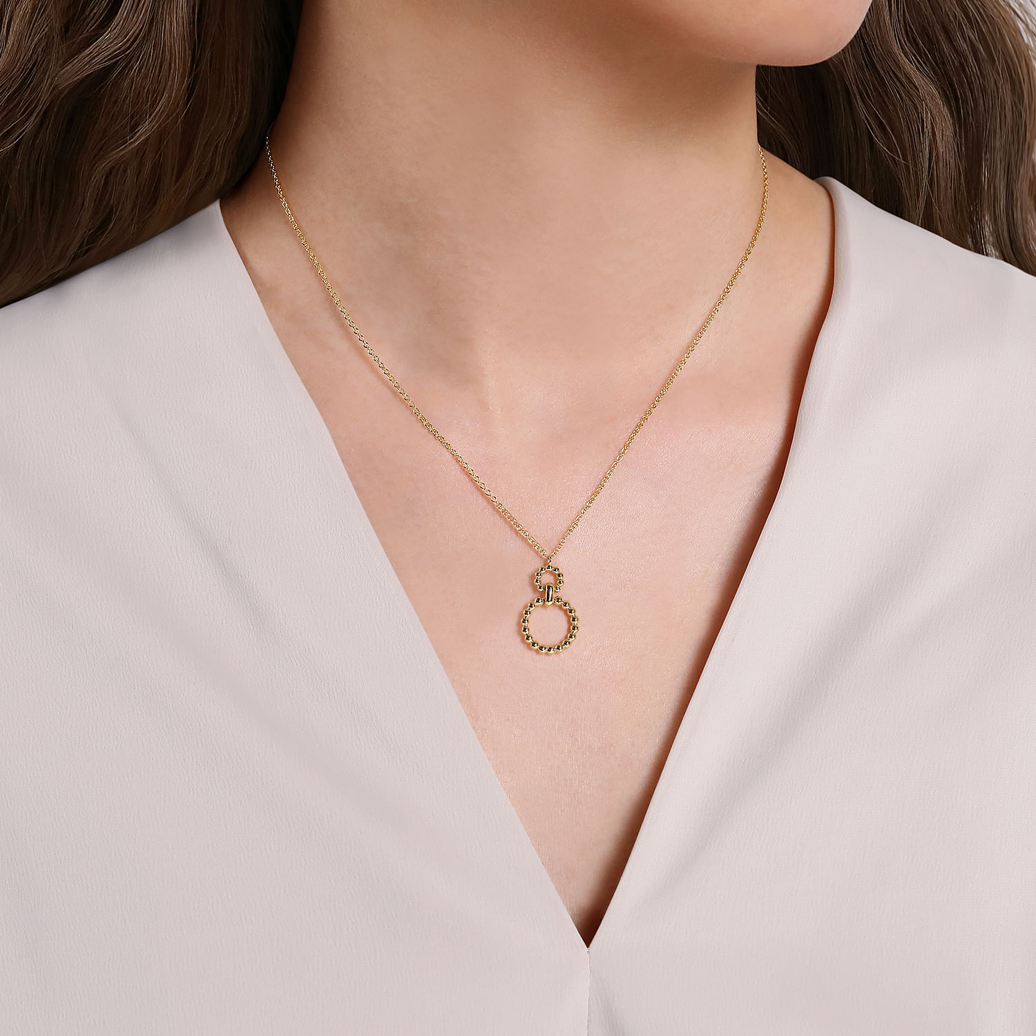 14K Yellow Gold  Pendant Necklace with Bujukan Bead Circles