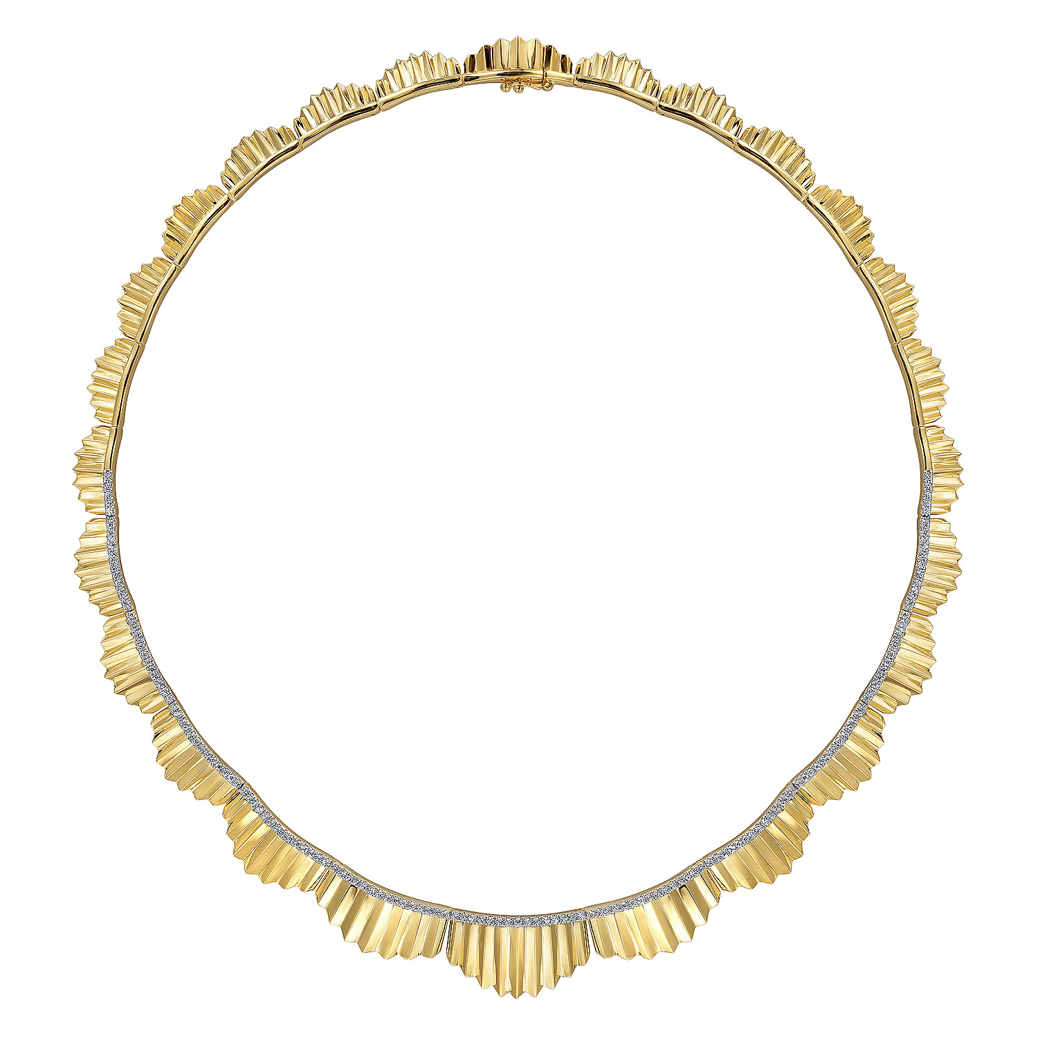 14K Yellow Gold 16 inch Diamond Necklace With Diamond Cut Texture