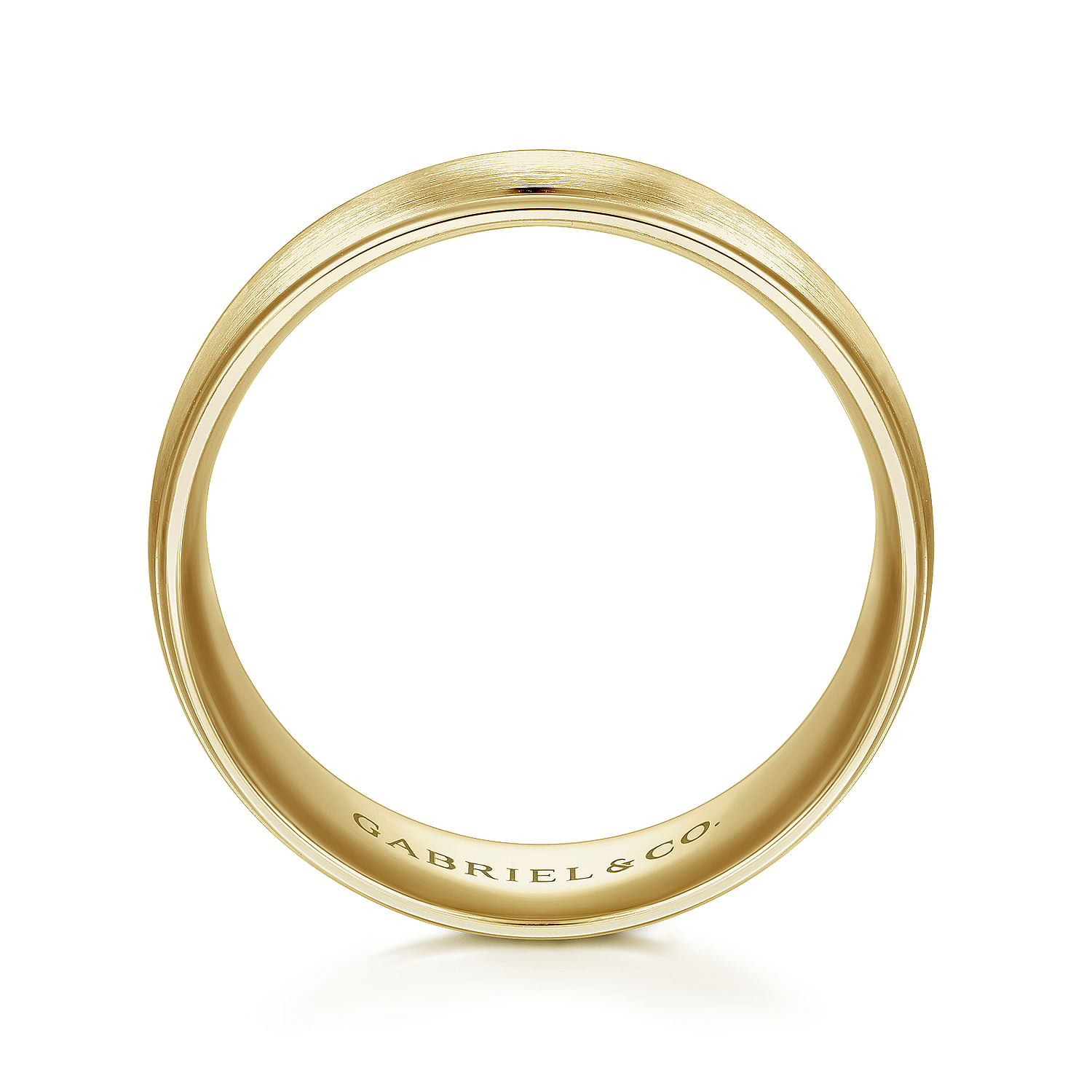 14K Yellow Gold 8mm - Satin Center and Polished Edge Men's Wedding Band