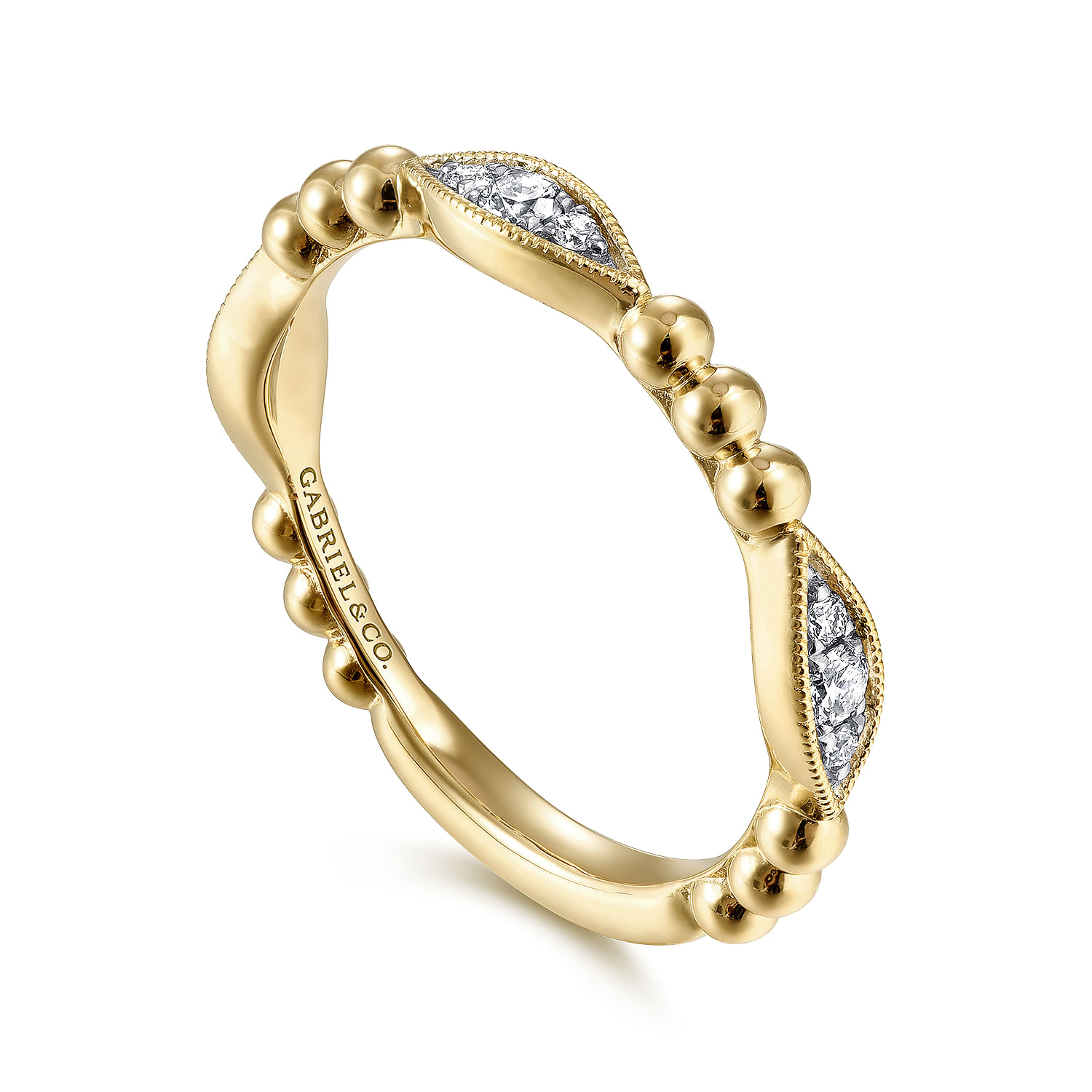 14K Yellow Gold Beaded Marquis Cluster Diamond Bujukan Ring