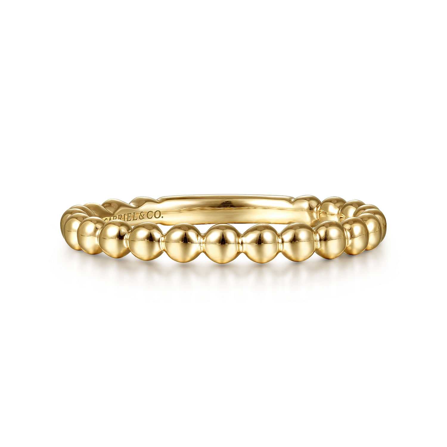 14K Yellow Gold Beaded Stackable Ring