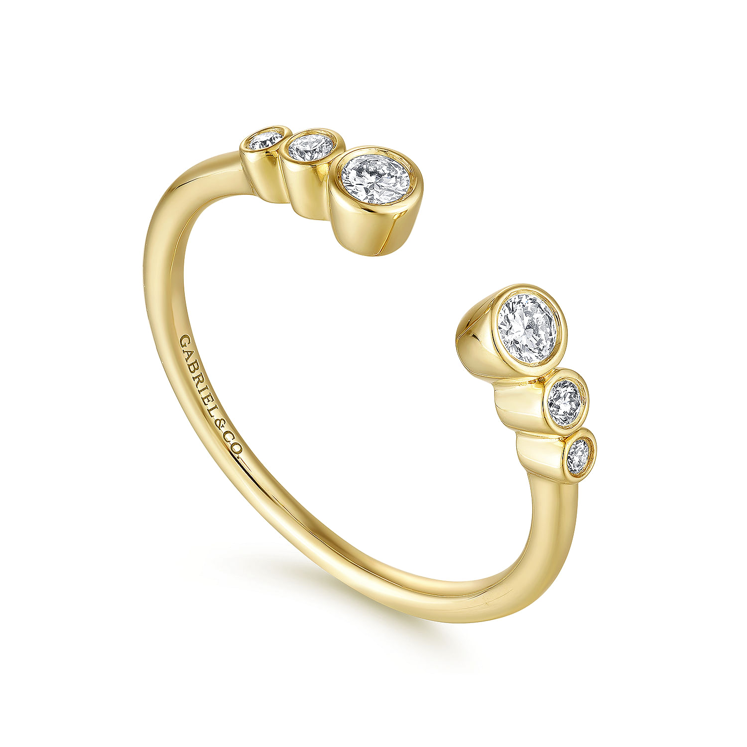 14K Yellow Gold Bezel Set Diamond Split Stackable Ring