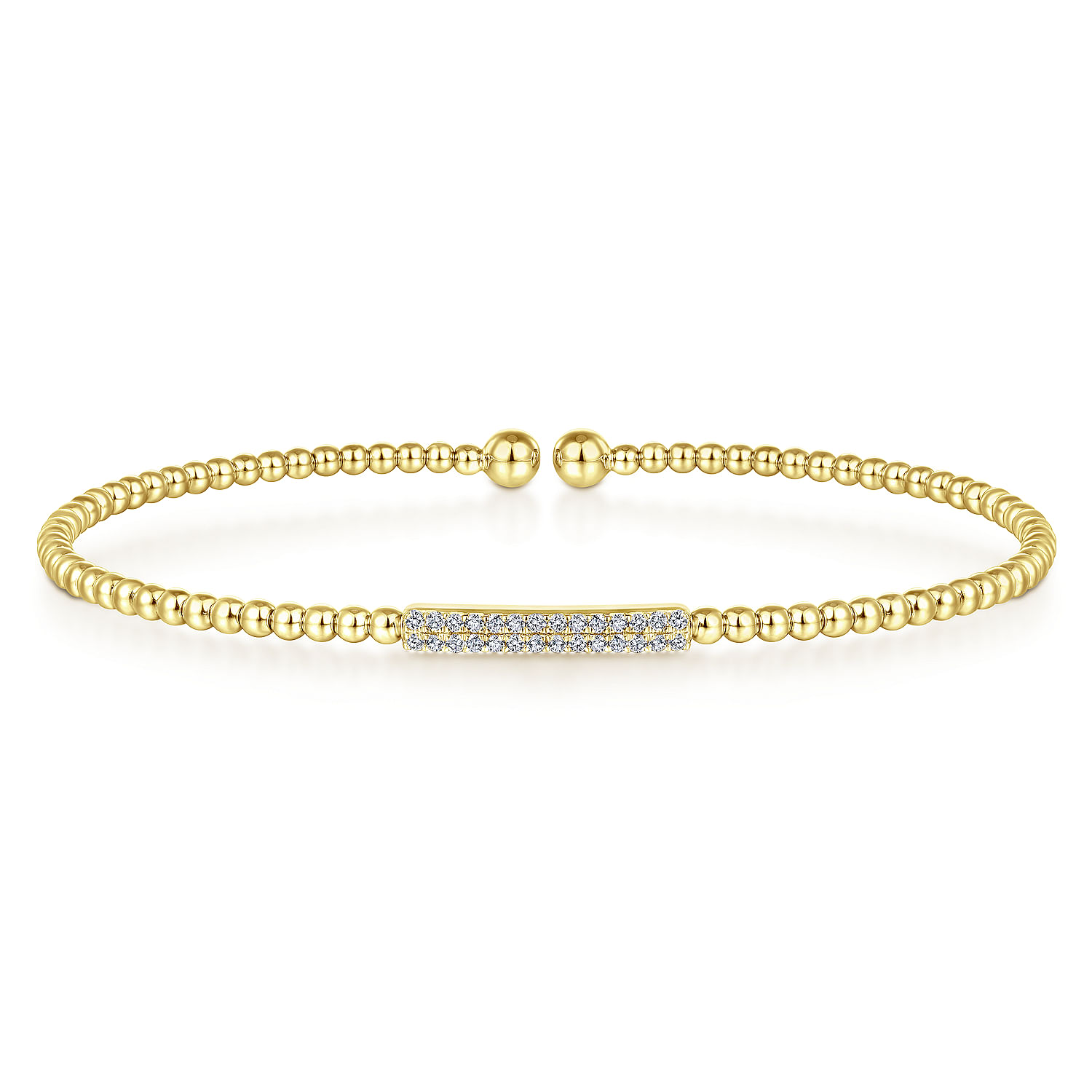 14K Yellow Gold Bujukan Bead Cuff Bracelet with Diamonds
