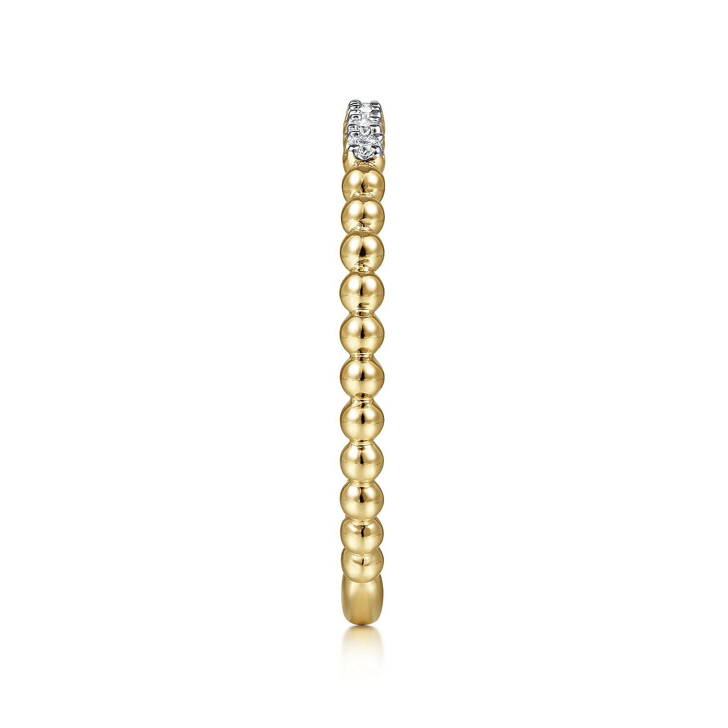 14K Yellow Gold Bujukan Bead and Diamond Stackable Ring