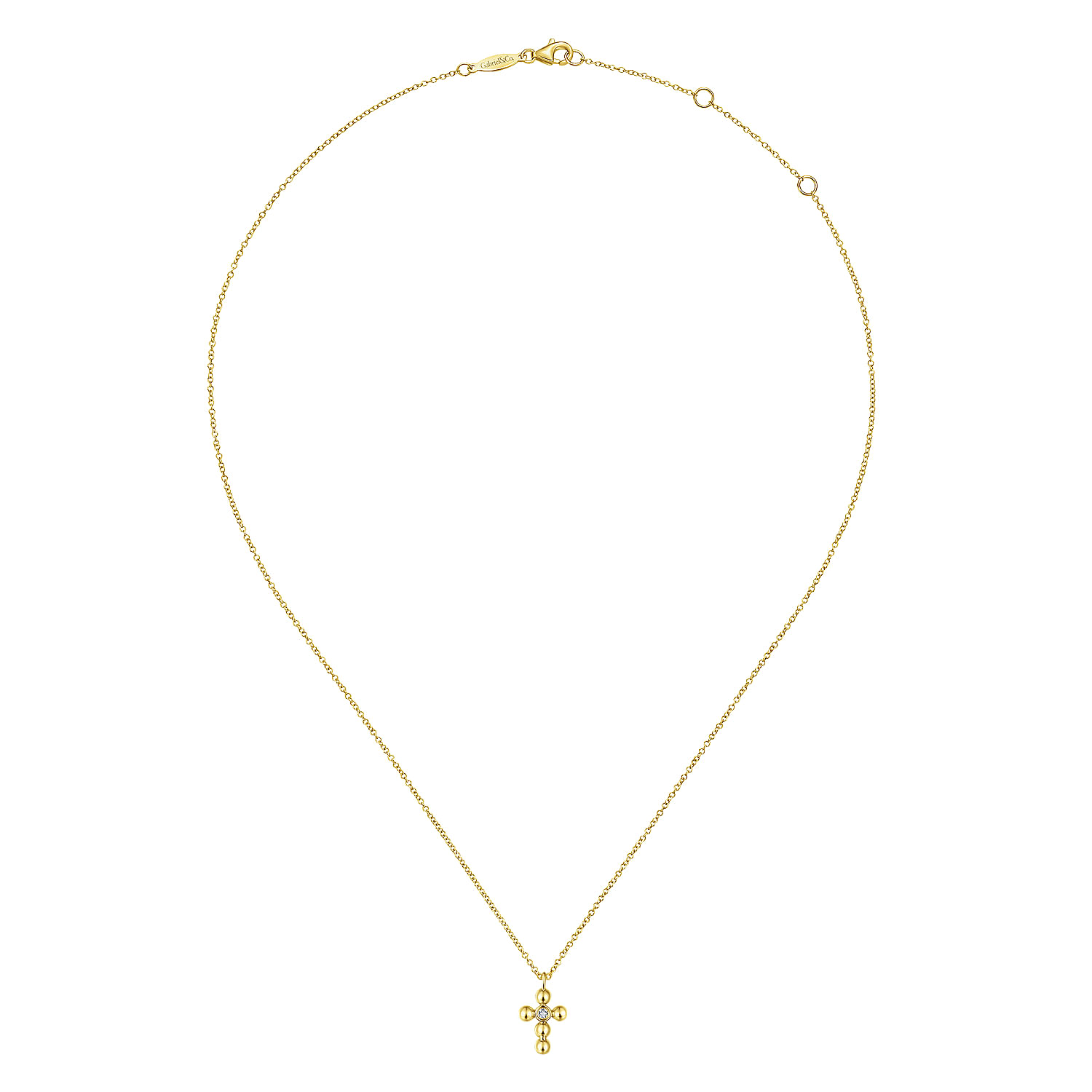 14K Yellow Gold Bujukan Diamond Cross Pendant Necklace