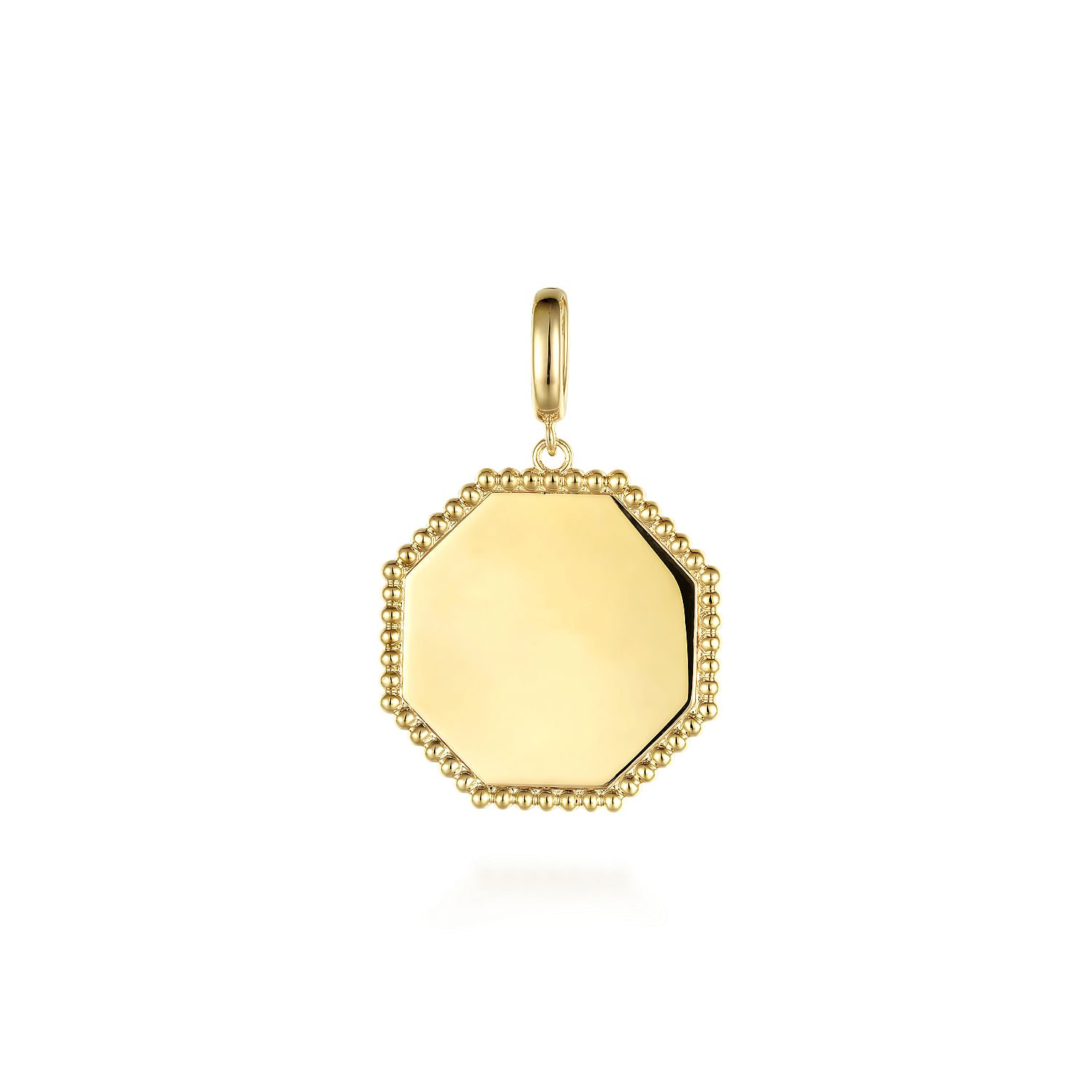 14K Yellow Gold Bujukan Hexagon Personalize Medallion Pendant
