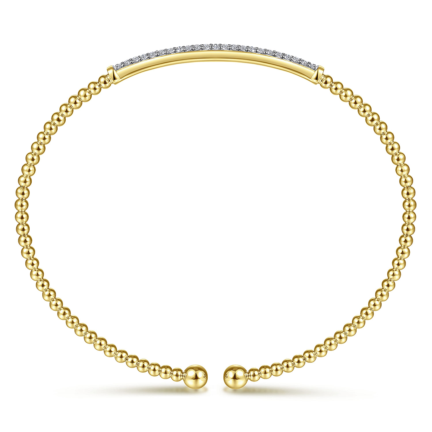 14K Yellow Gold Bujukan Split Cuff Bracelet with Diamond Pavé Bar