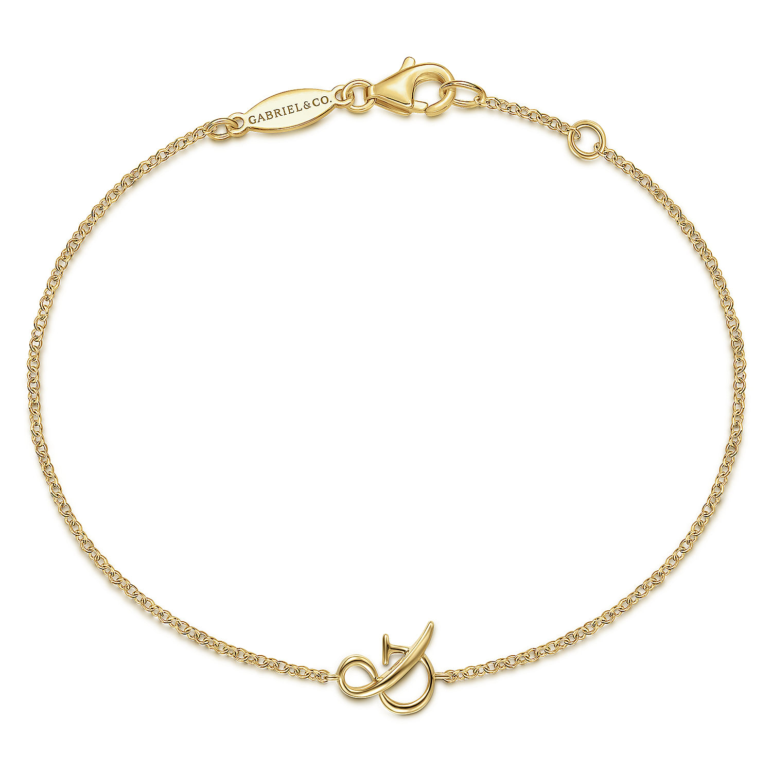 14K Yellow Gold Chain Bracelet with & Symbol