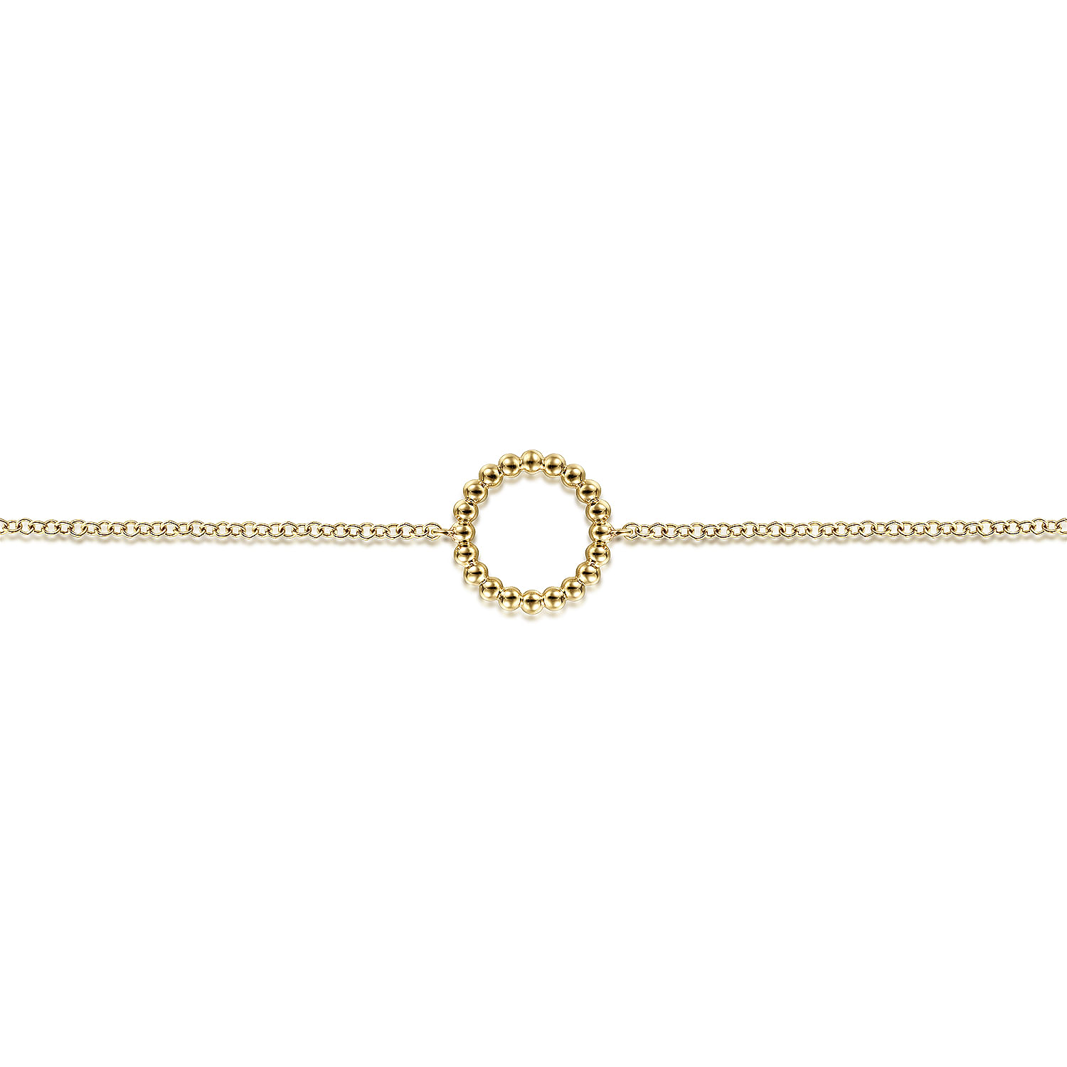 14K Yellow Gold Chain Bracelet with Bujukan Beaded Circle
