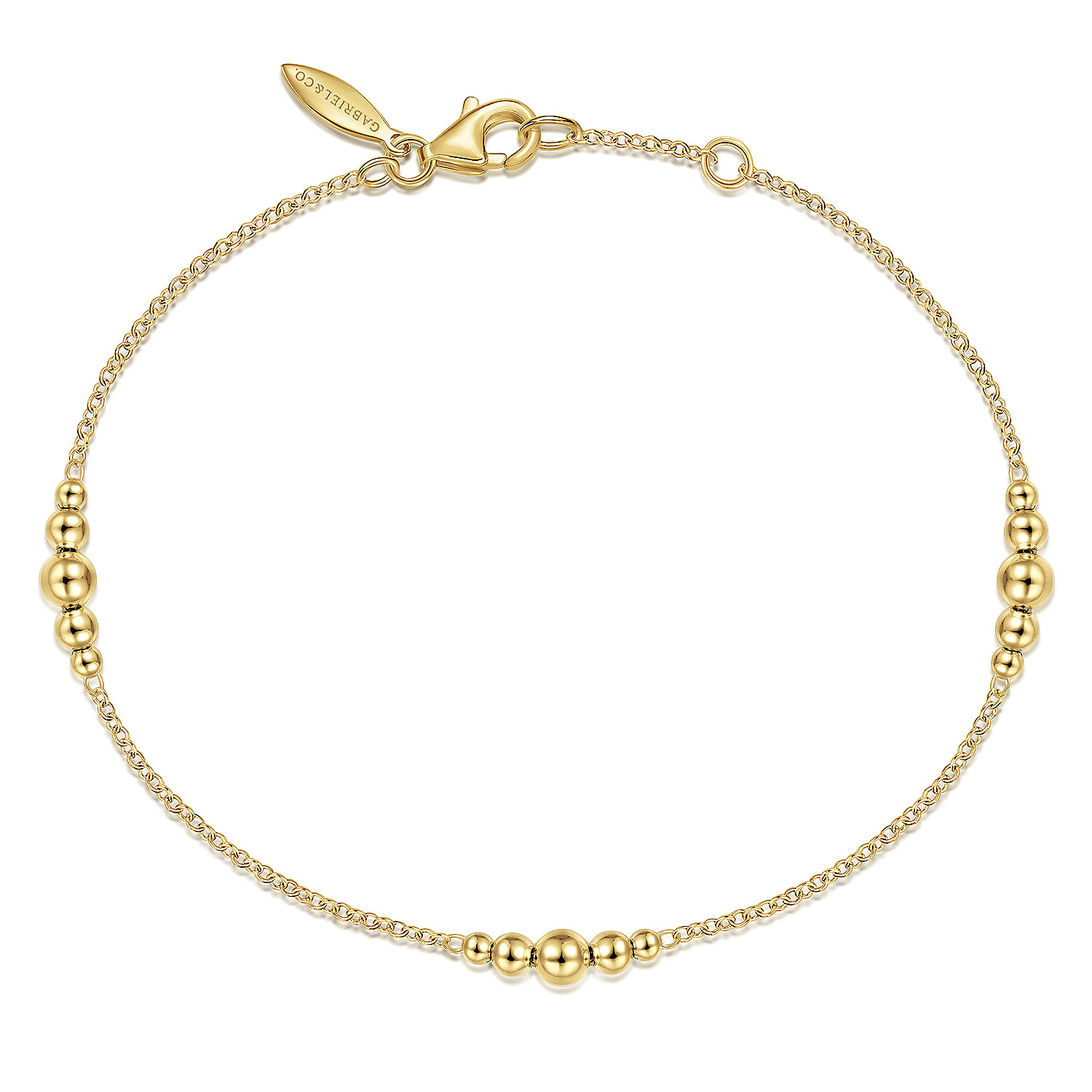 14K Yellow Gold Chain Bracelet with Graduating Bead Stations