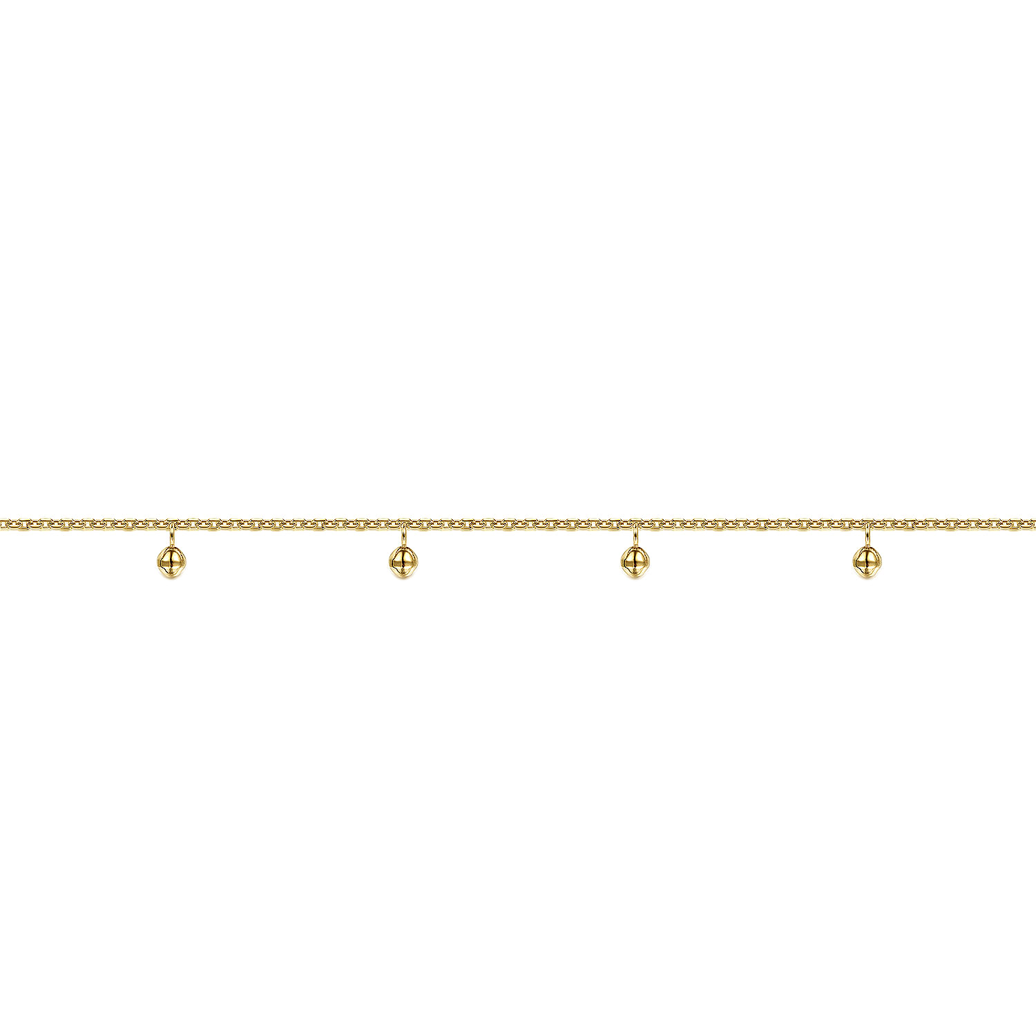 14K Yellow Gold Chain Bracelet with Metal Bead Drops