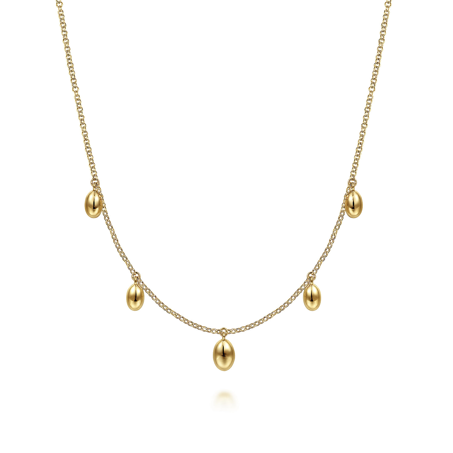 14K Yellow Gold Chain Necklace with Bujukan Bead Drops