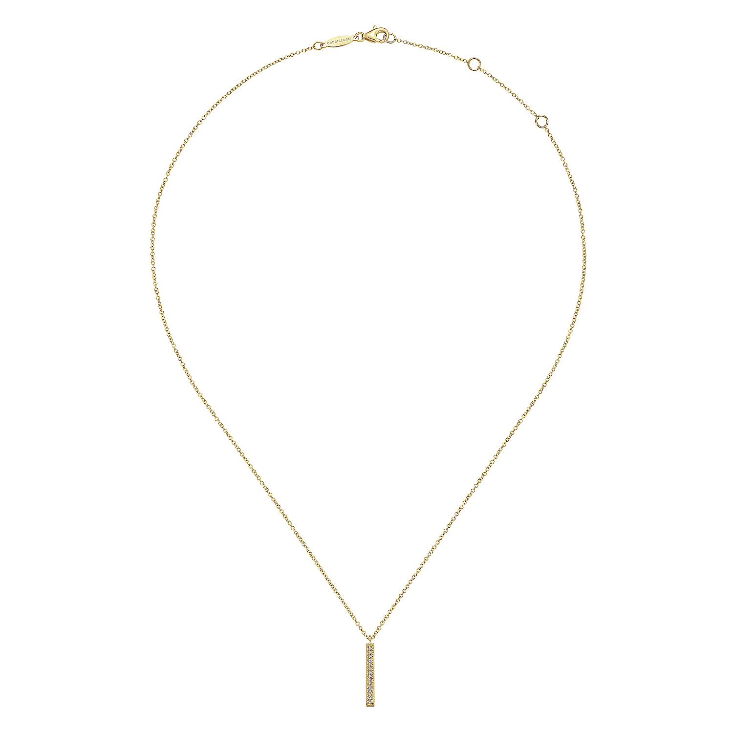 14K Yellow Gold Diamond Drop Pendant Necklace