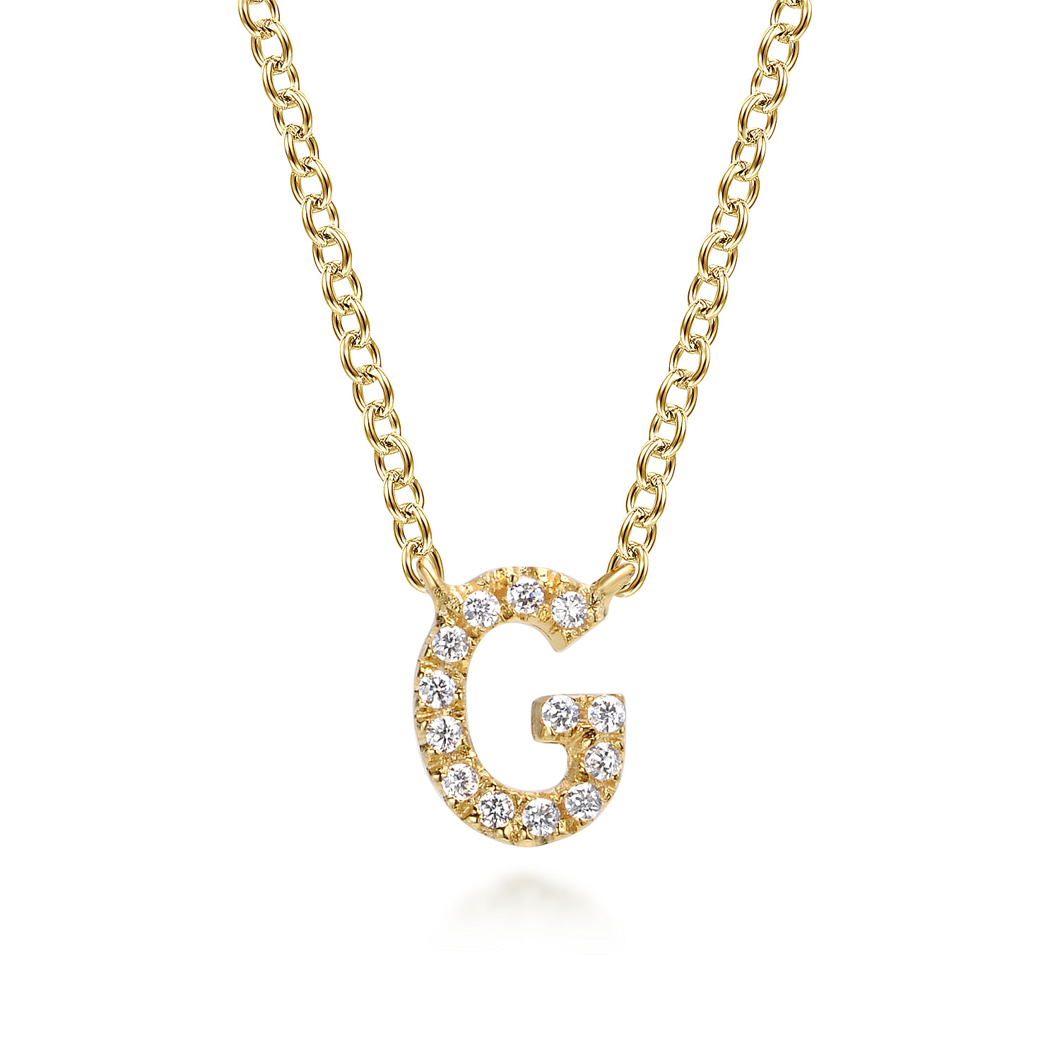 14K Yellow Gold Diamond G Initial Pendant Necklace