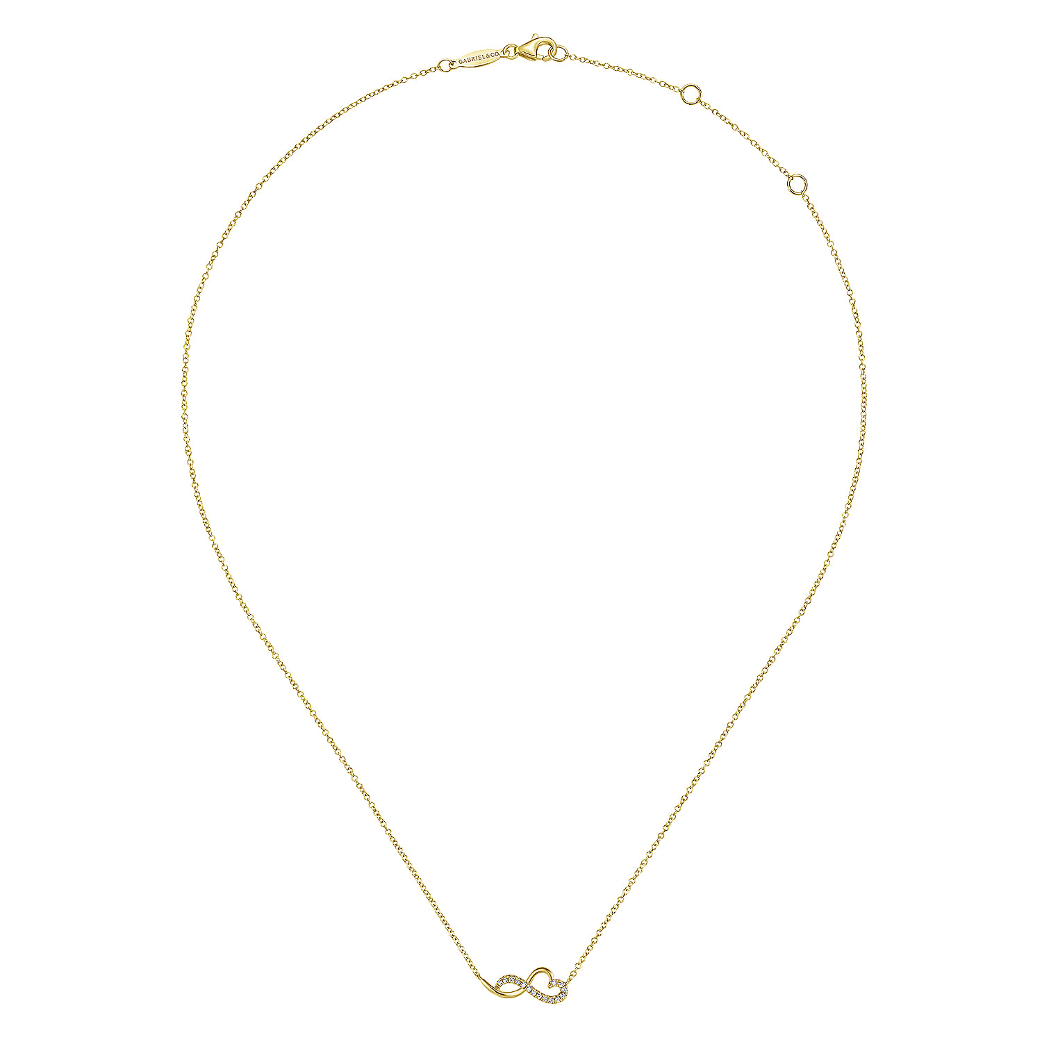 14K Yellow Gold Diamond Infinity Heart Pendant Necklace
