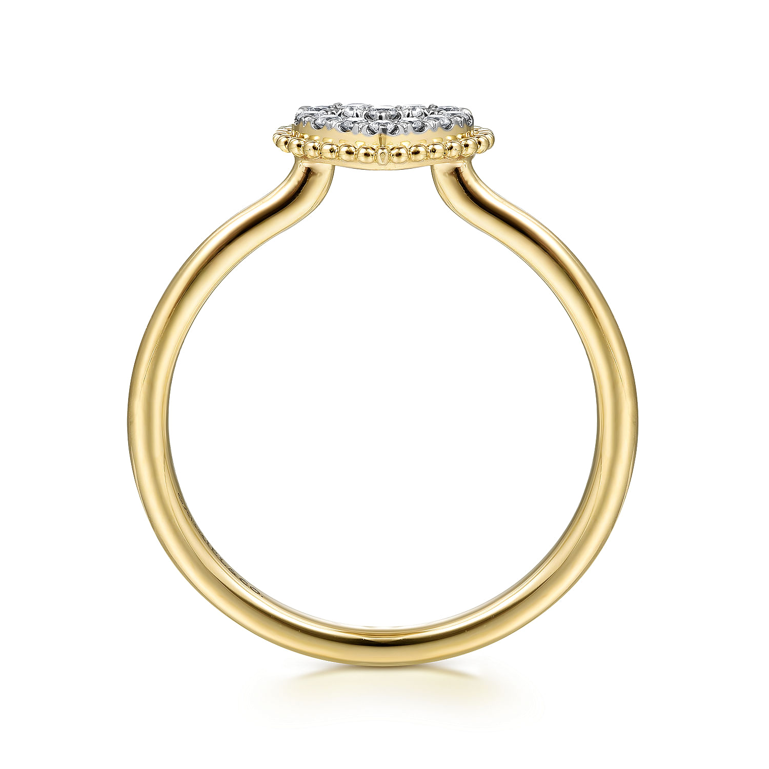 14K Yellow Gold Diamond Pavé Open Heart Ring