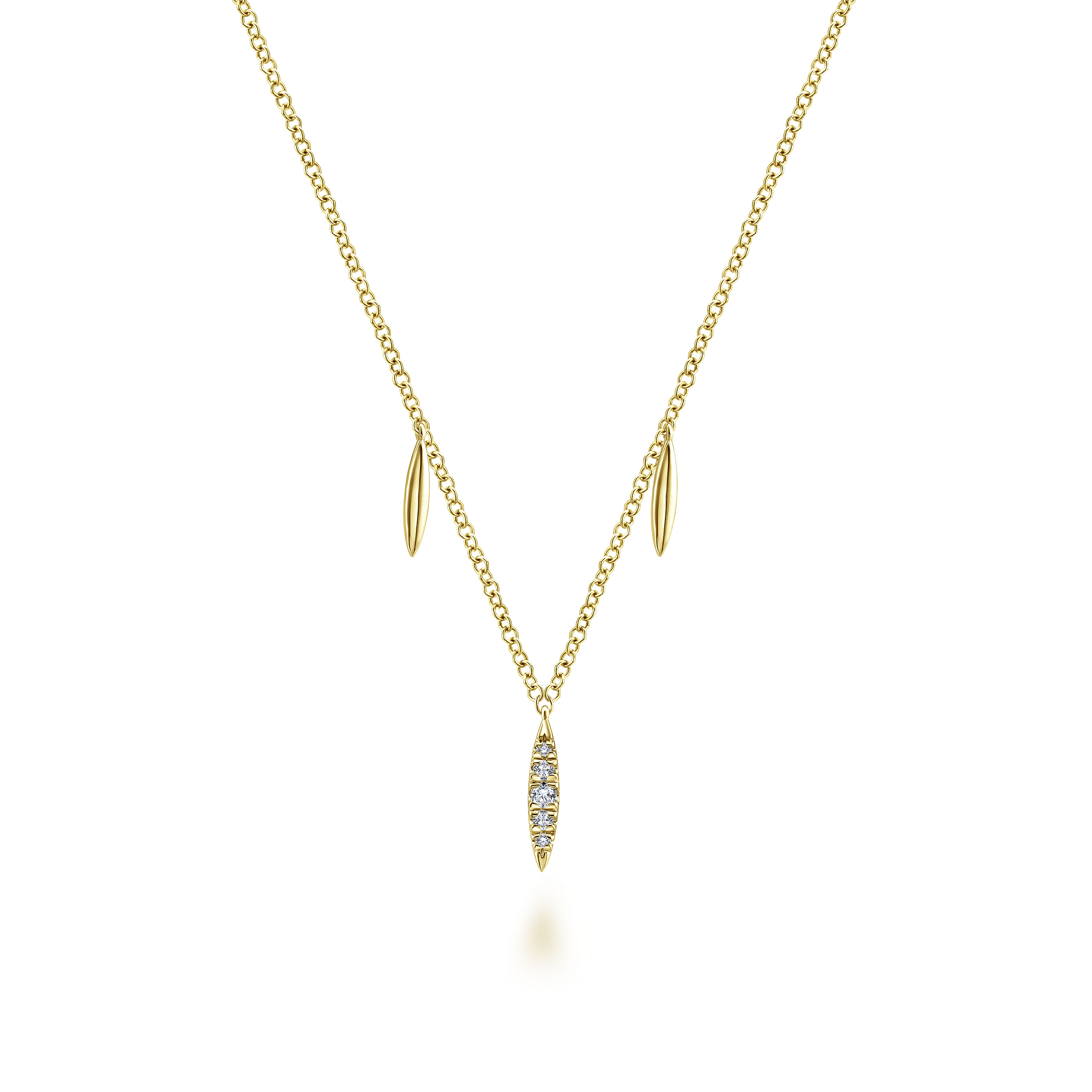 14K Yellow Gold Diamond Pavé Spear Drop Necklace