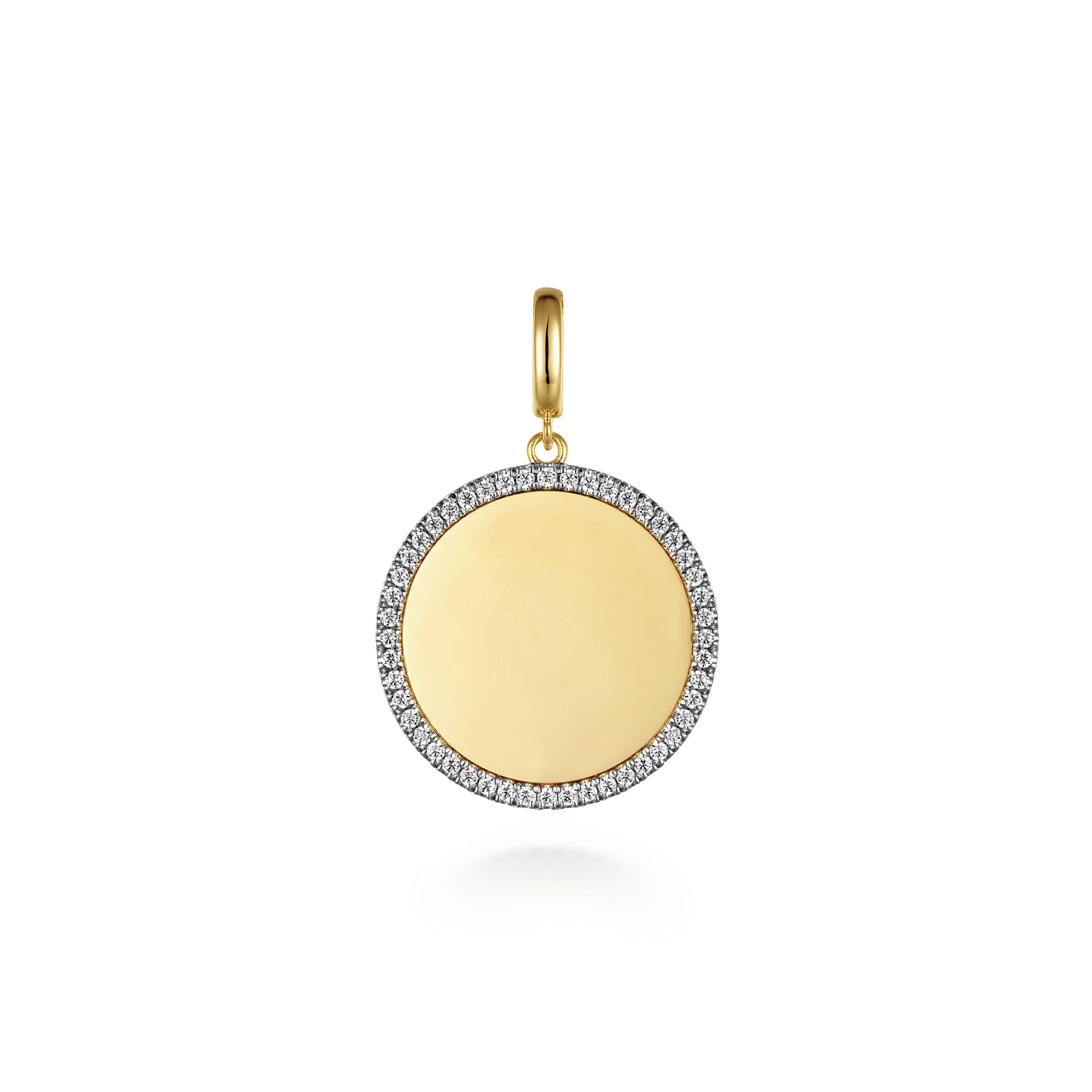 14K Yellow Gold Diamond Round Personalize Medallion Pendant