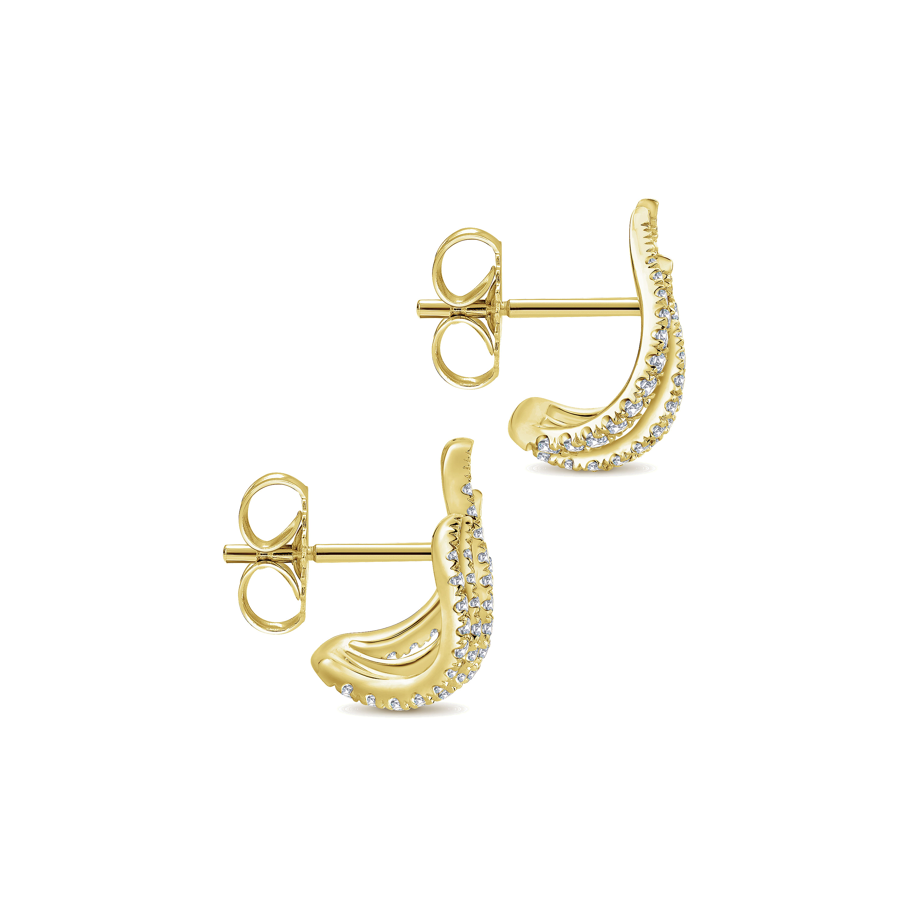 14K Yellow Gold Diamond Tendril Stud Earrings