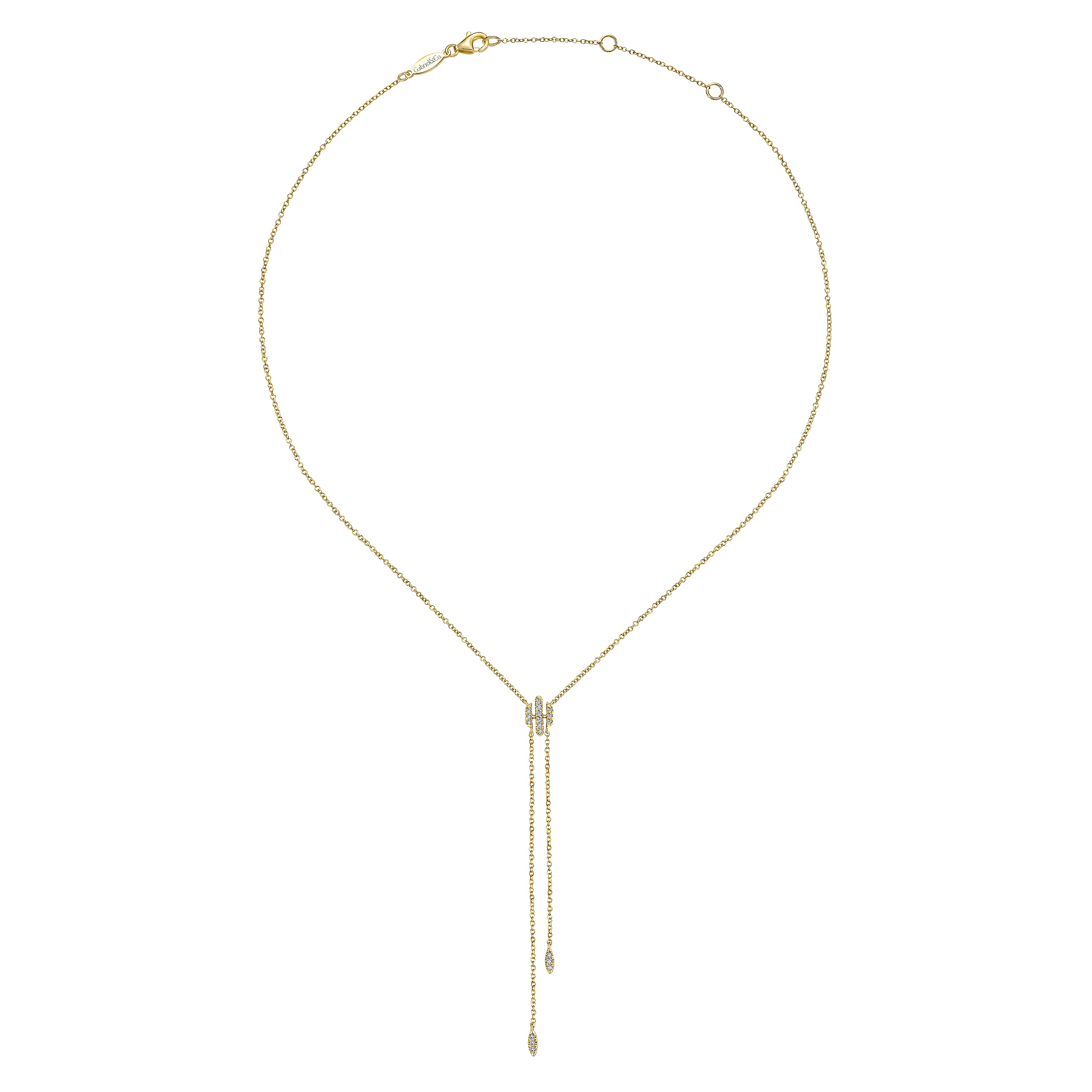 14K Yellow Gold Diamond Y Knot Necklace