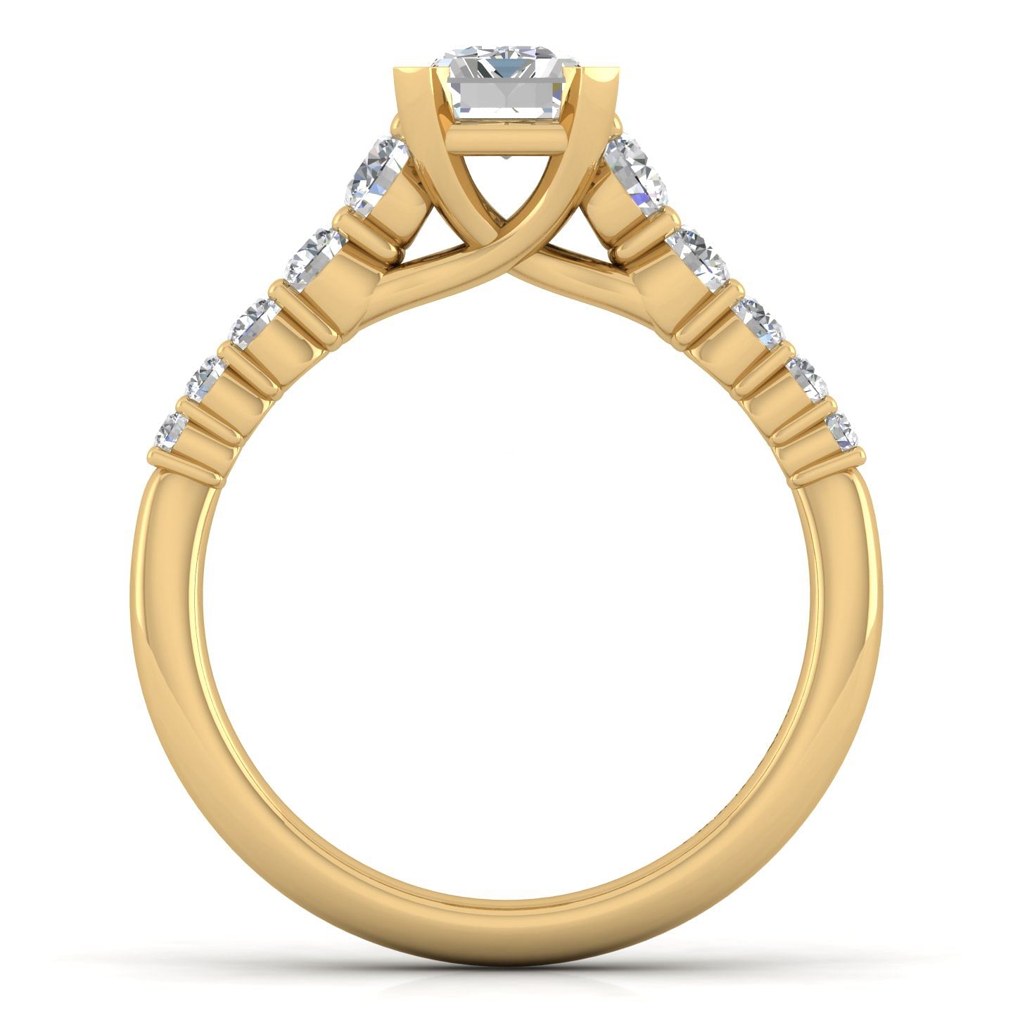 14K Yellow Gold Emerald Cut Diamond Engagement Ring