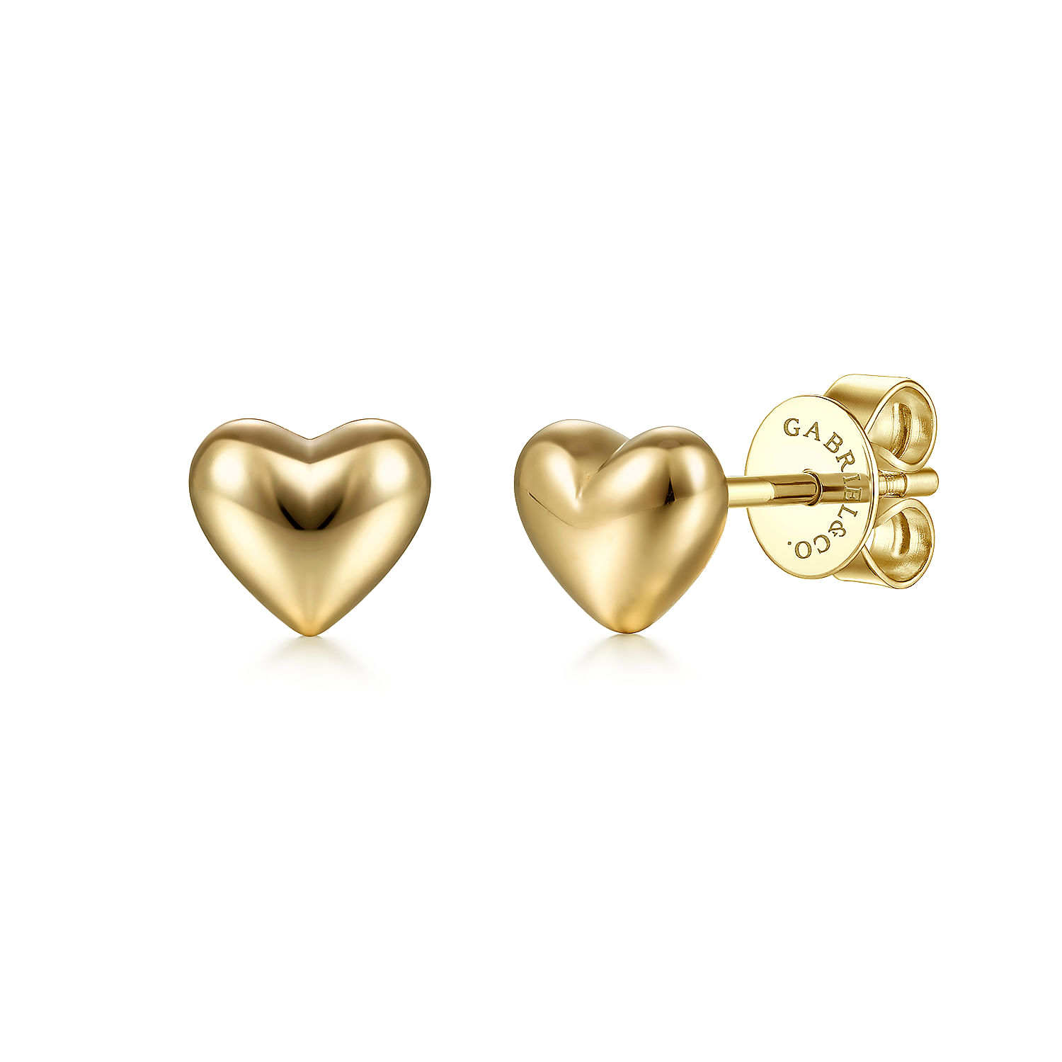 14K Yellow Gold Heart Plain Earrings