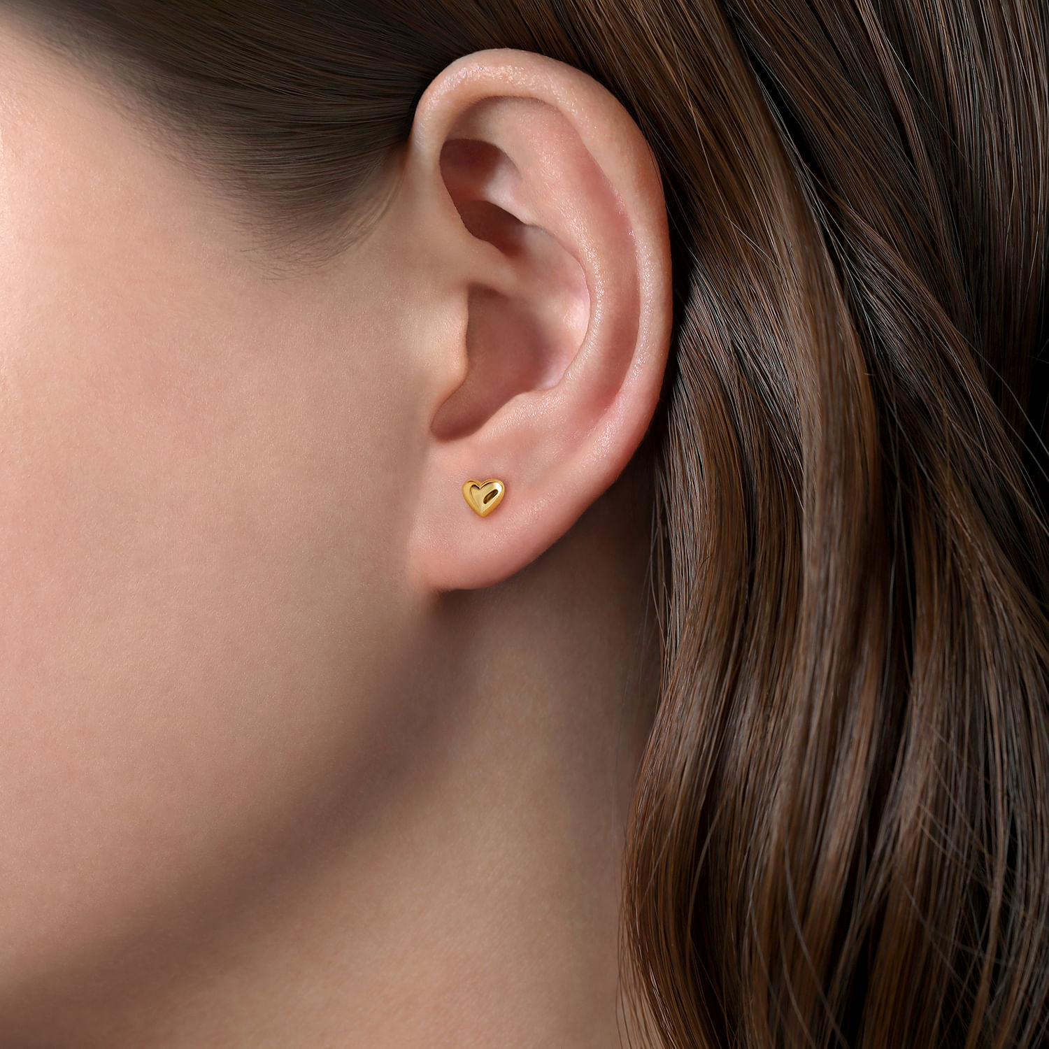 14K Yellow Gold Heart Plain Earrings