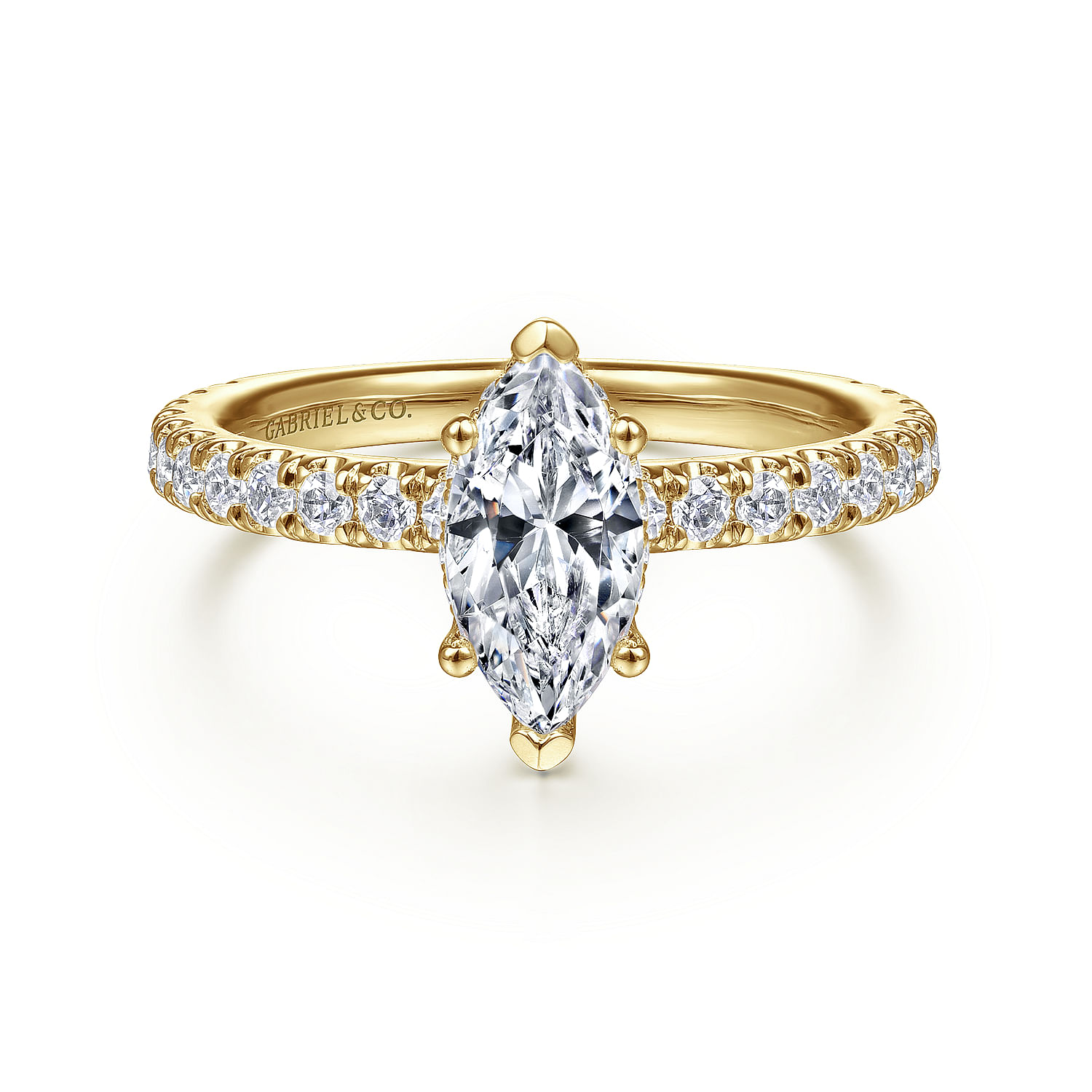 14K Yellow Gold Hidden Halo Marquise Shape Diamond Engagement Ring