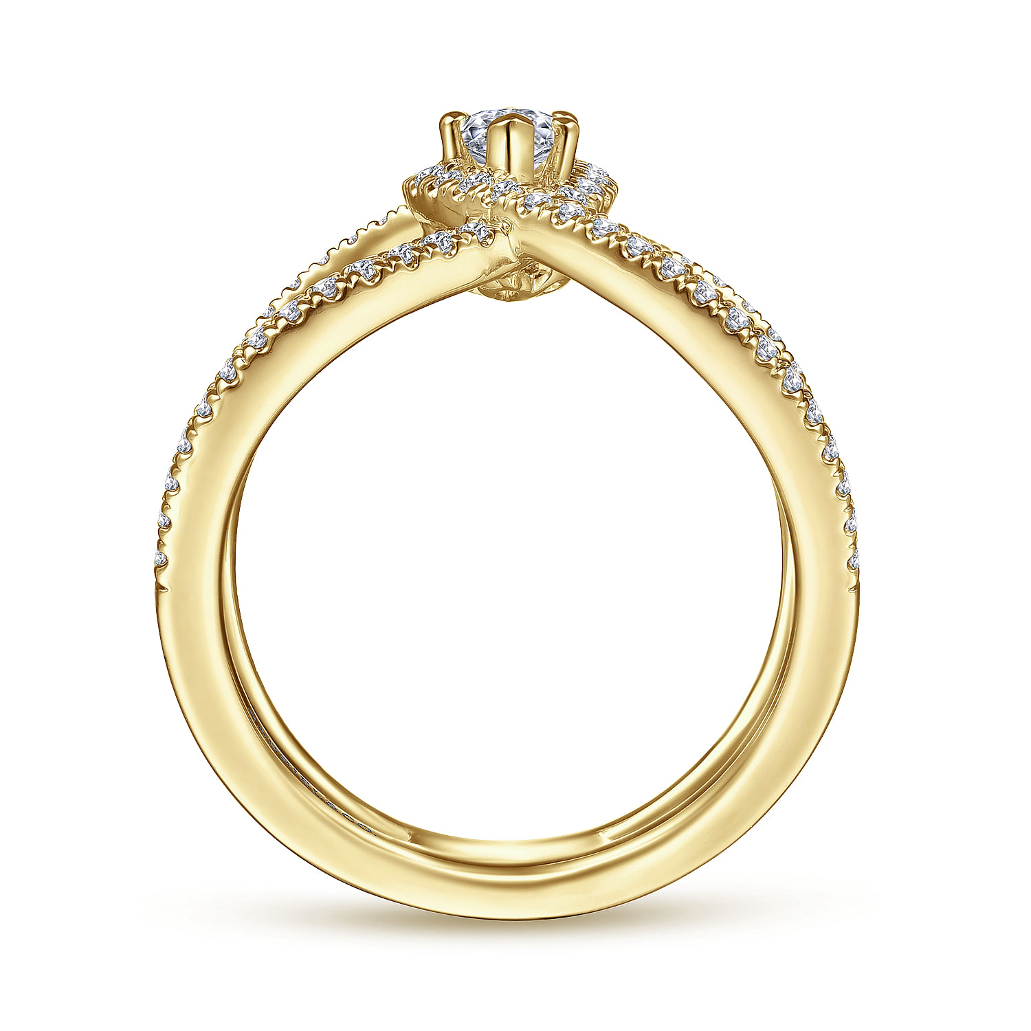 14K Yellow Gold Marquise Halo Complete Diamond Engagement Ring