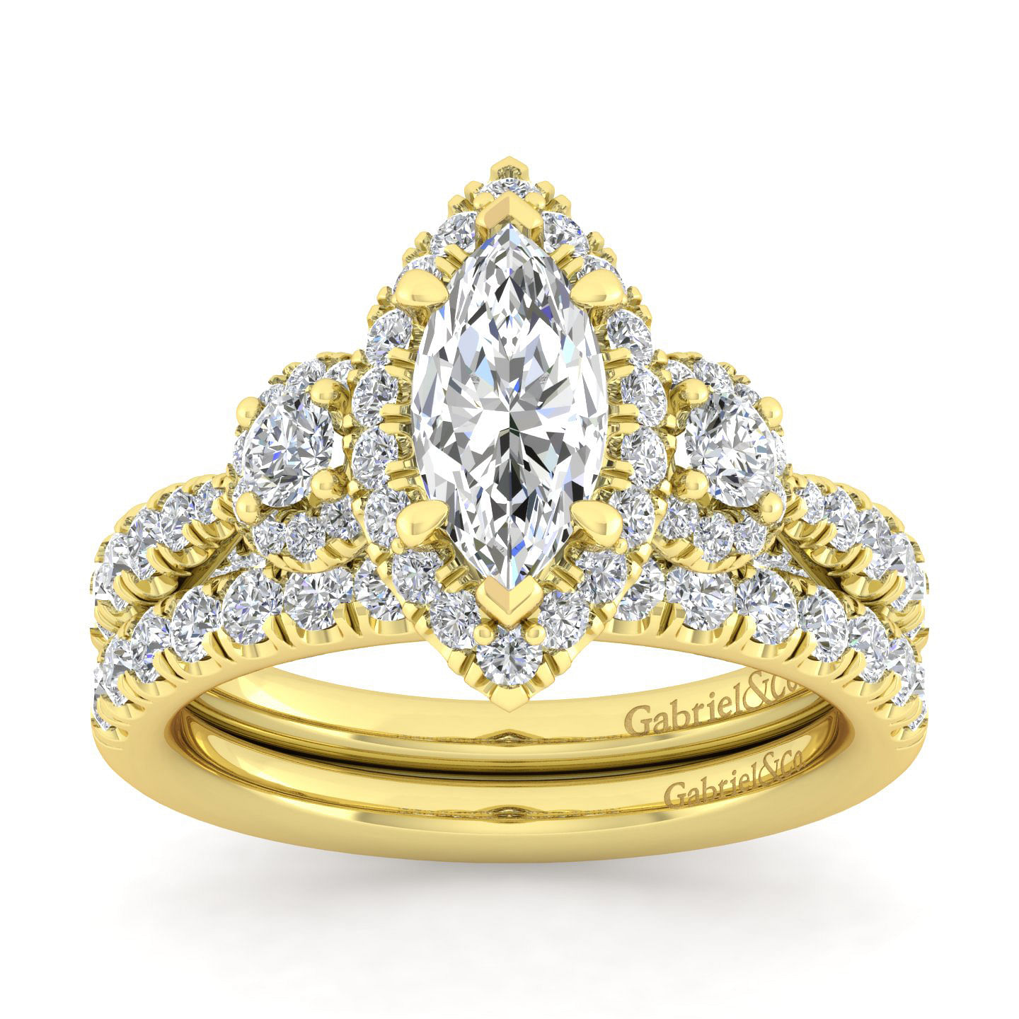 14K Yellow Gold Marquise Shape Diamond Engagement Ring