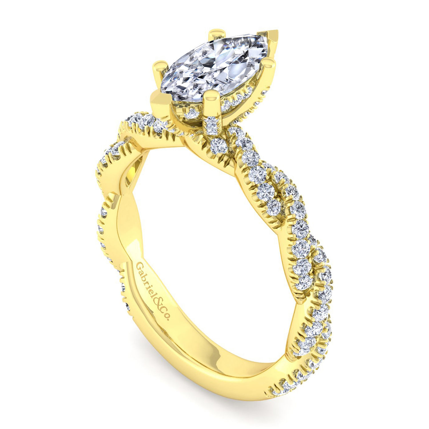 14K Yellow Gold Marquise Shape Diamond Engagement Ring