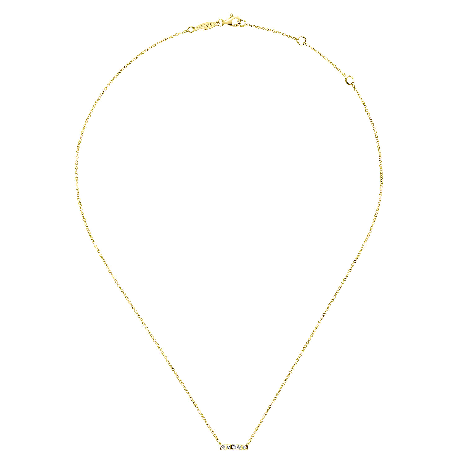 14K Yellow Gold Milgrain Diamond Bar Necklace