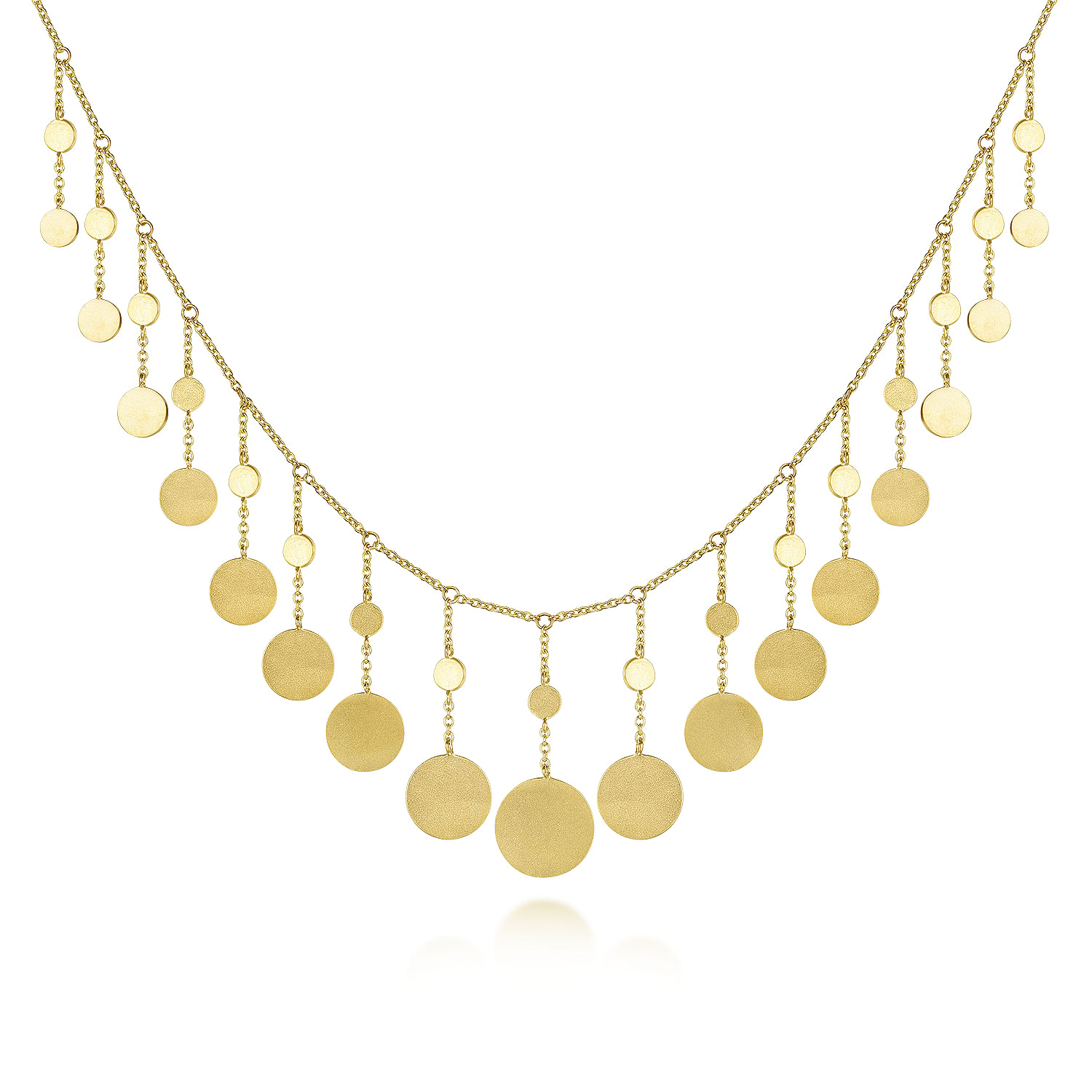 14K Yellow Gold Necklace with Round Shape Drops