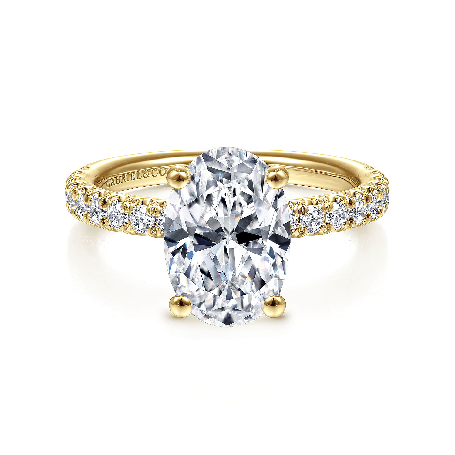 14K Yellow Gold Oval Diamond Engagement Ring